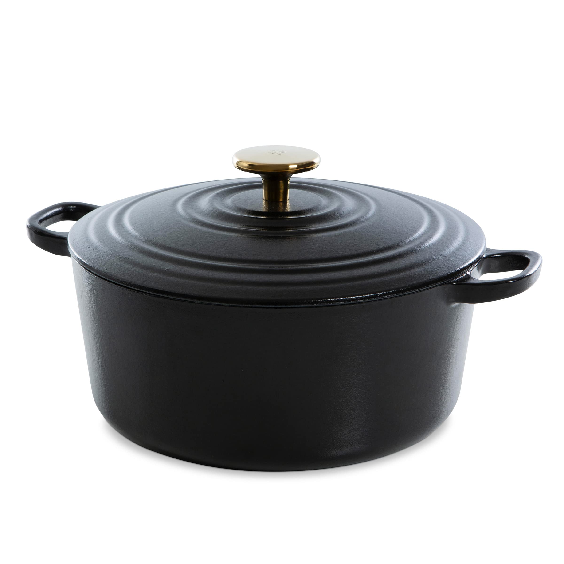 BK Cookware Bourgogne Enameled Cast Iron 7QT Dutch Oven - Pitch Black | Heavy Duty Cast Iron Pot for Braising, Stewing & Baking | Perfect for Soups, Casseroles & Bread Making in Oven or Stovetop