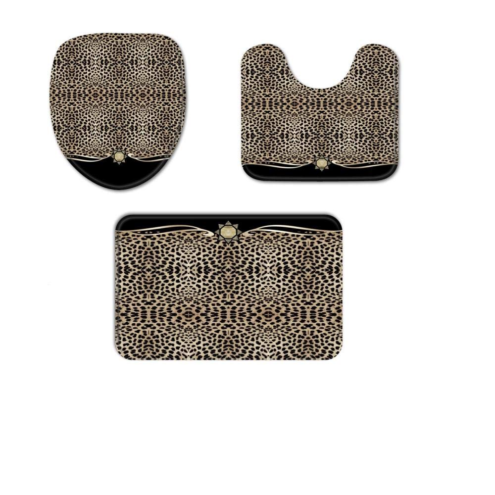 4PCS Leopard Print Shower Curtain Set - Cheetah Bathroom Decor with Non-Slip Rug, Toilet Cover & 12 Hooks | Waterproof Bath Mat for Modern Home, Spa & Guest Bathroom Decor