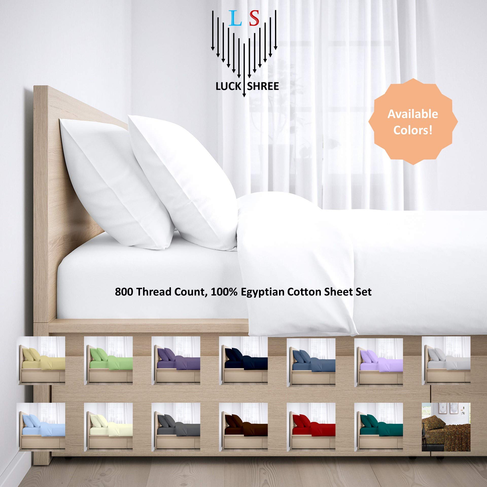 800 Thread Count 100% Egyptian Cotton Sheets Set - 4-Piece Extra Deep Pocket (16