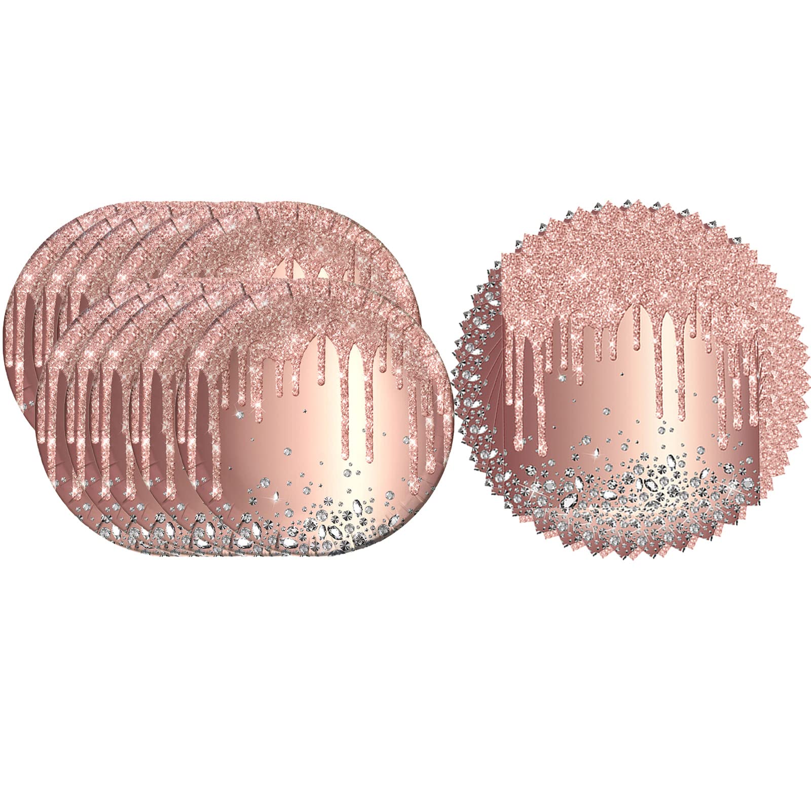Pink Rose Gold Birthday Party Supplies Set - 20 Plates & 20 Napkins - Elegant Party Decorations for Girls & Women - Perfect for Birthday Celebrations, Baby Showers & Bridal Showers
