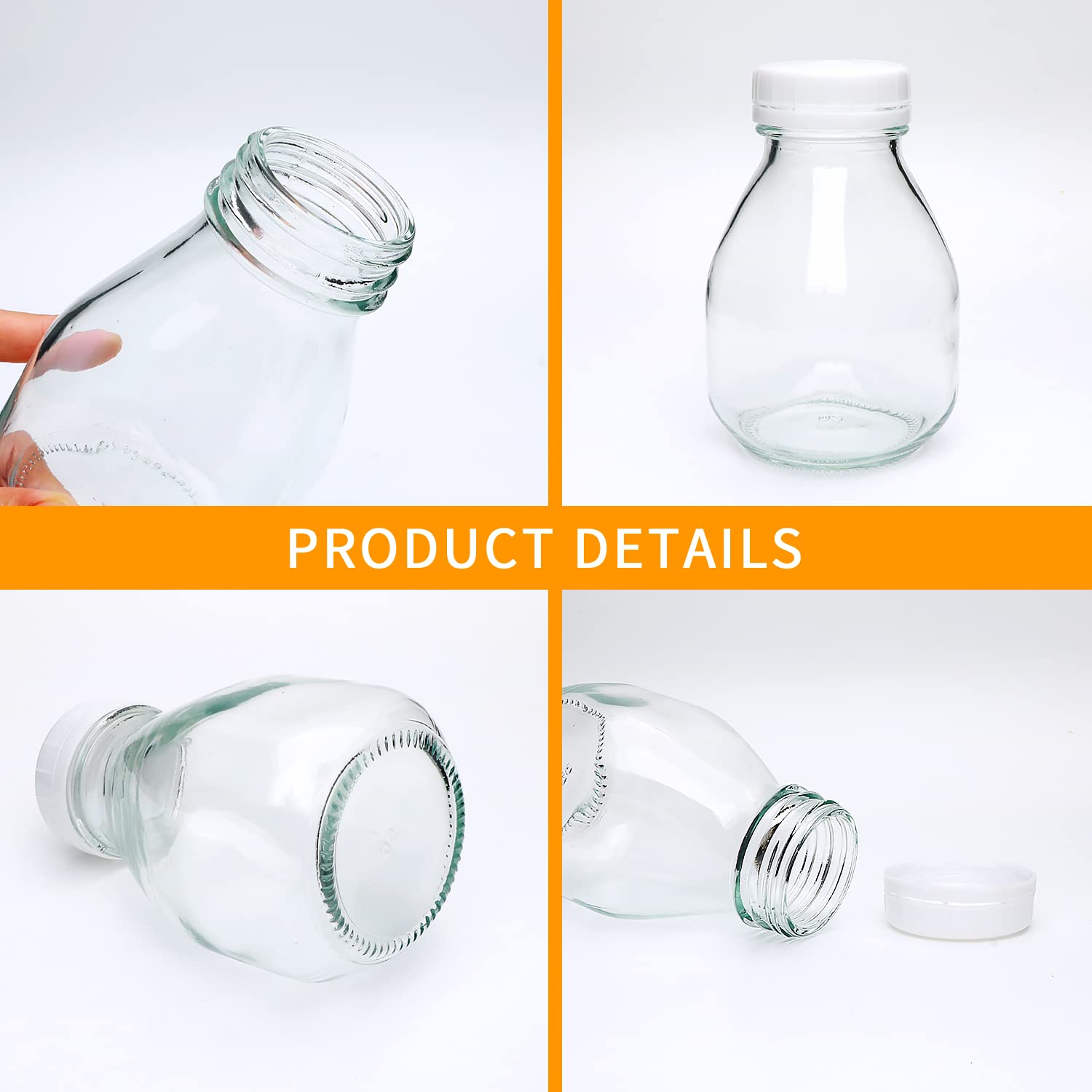 Reusable 11oz Glass Bottles with Lids - 22 Pack for Milk, Juice, Beverages | Perfect for Parties, Weddings, Baby Showers & Gifts - Eco-Friendly Drink Containers for Home, Office & Events