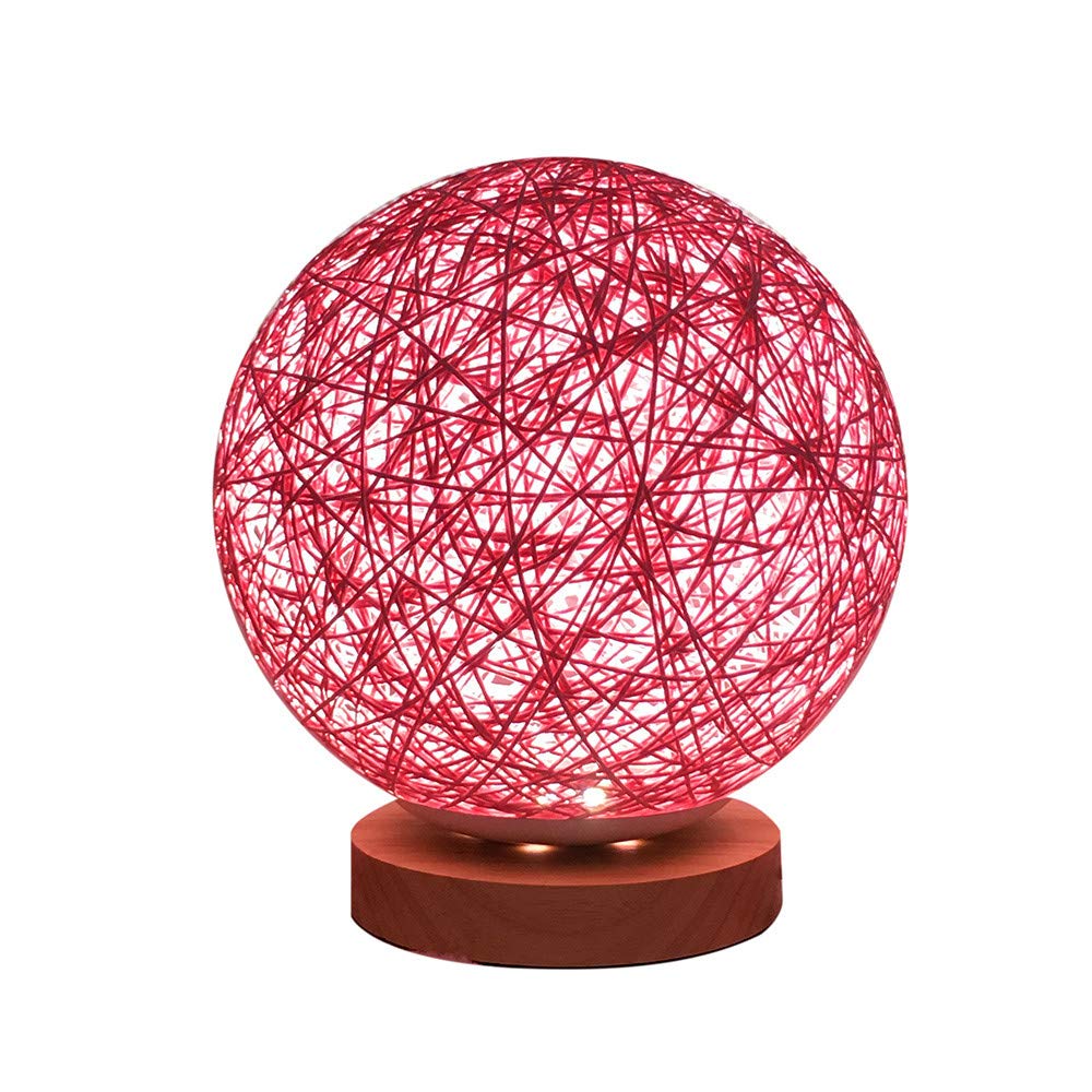 Amazing 3D Rattan Ball LED Bedside Lamp - USB Charging Night Light with 20cm Adjustable Stand (Vine Twist Color) for Bedroom, Living Room, Office Desk | Romantic Ambiance Lighting & Decorative Display Light