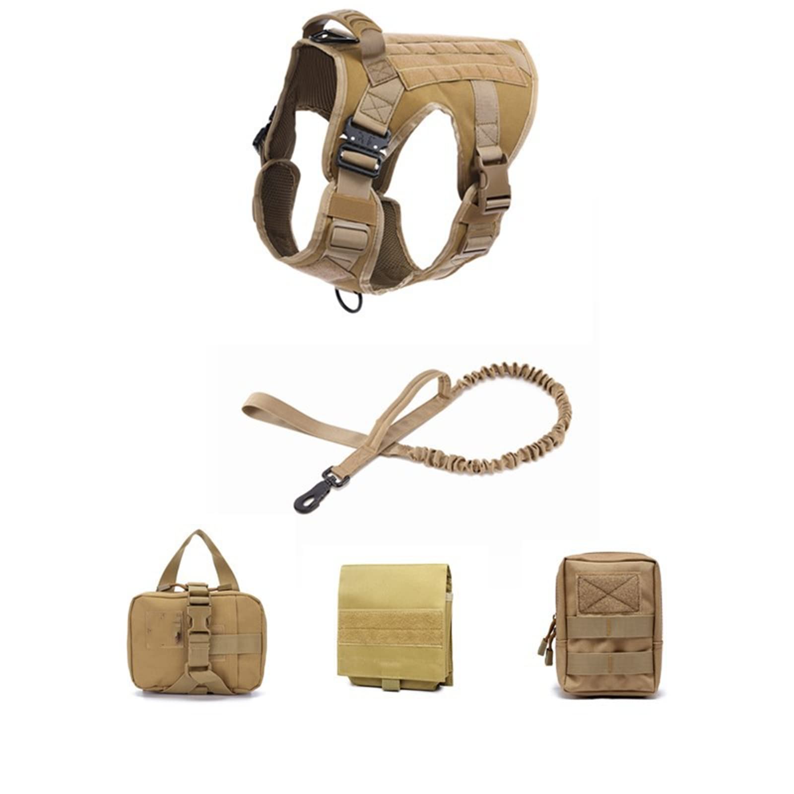 Tactical Dog Harness for Medium & Large Dogs - Military Grade Vest with Pouches & Leash for Training, Hunting, Hiking & Walking | Durable Outdoor Gear for Active Pets