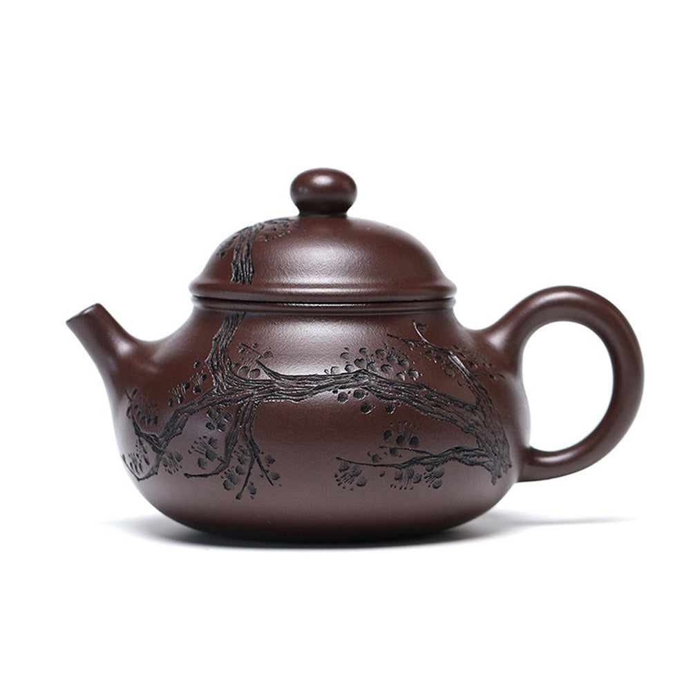 Premium Yixing Purple Clay Teapot - Handcrafted Chinese Plum Blossom Design for Gongfu Tea Ceremony | Perfect for Home Tea Brewing, Gift Giving & Tea Collections