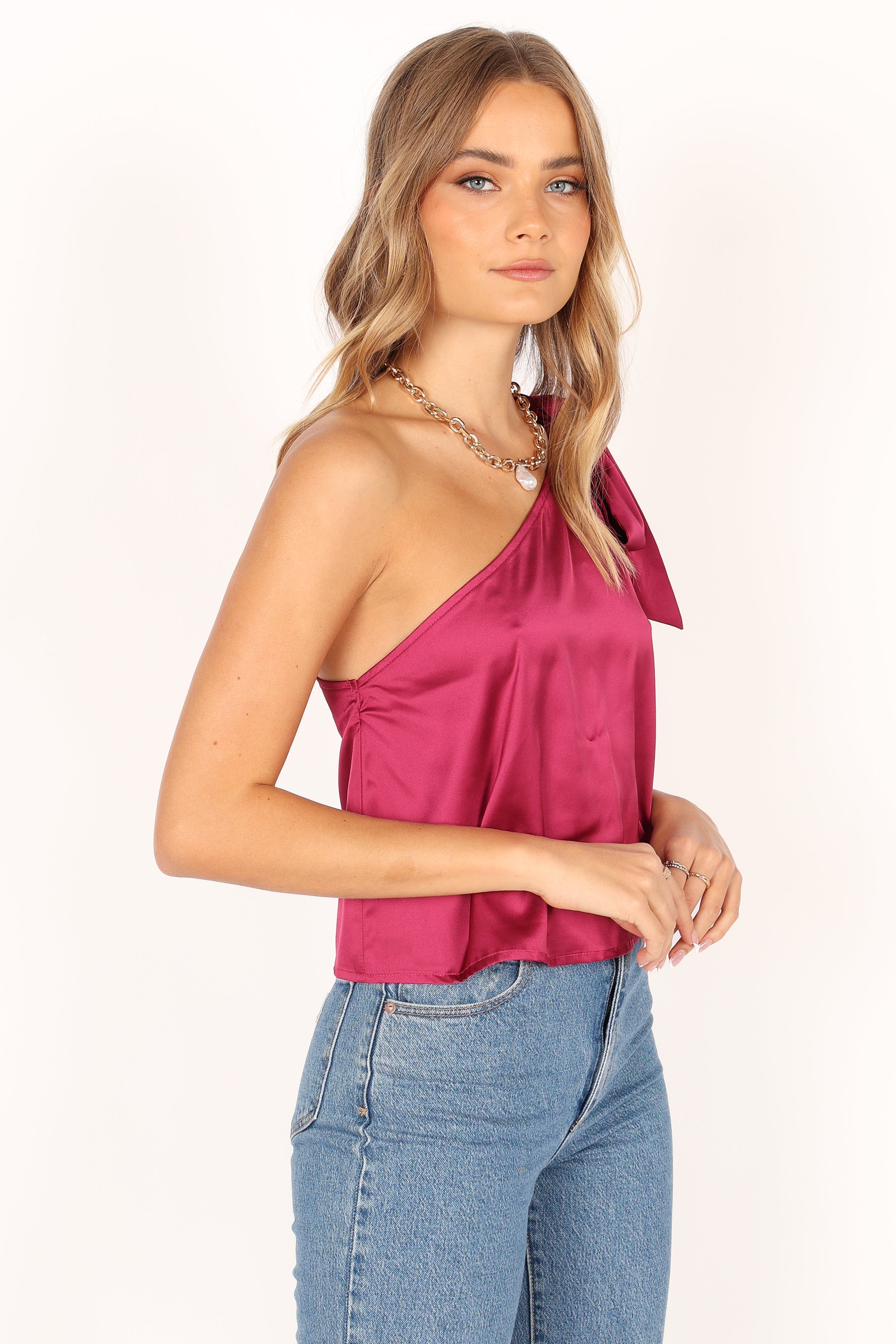 Audrey One Shoulder Top for Women - Elegant Berry Blouse for Party & Date Night | Casual & Formal Wear