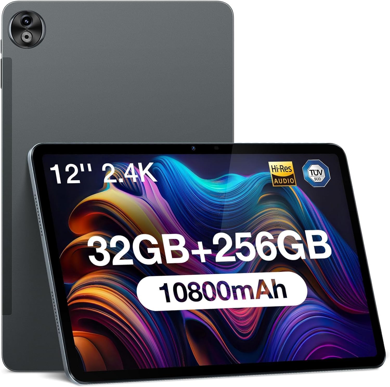 T20 Ultra 12 Inch Android 13 Tablet - 32GB+256GB ROM (Expandable to 2TB), 2.4K Display, 2.2GHz Octa-Core G99 Processor, 10800mAh Battery, Dual SIM Card Slot, 4 Hi-Res Speakers, 2.4G/5G WiFi - Grey | Perfect for Streaming, Gaming & Remote Work