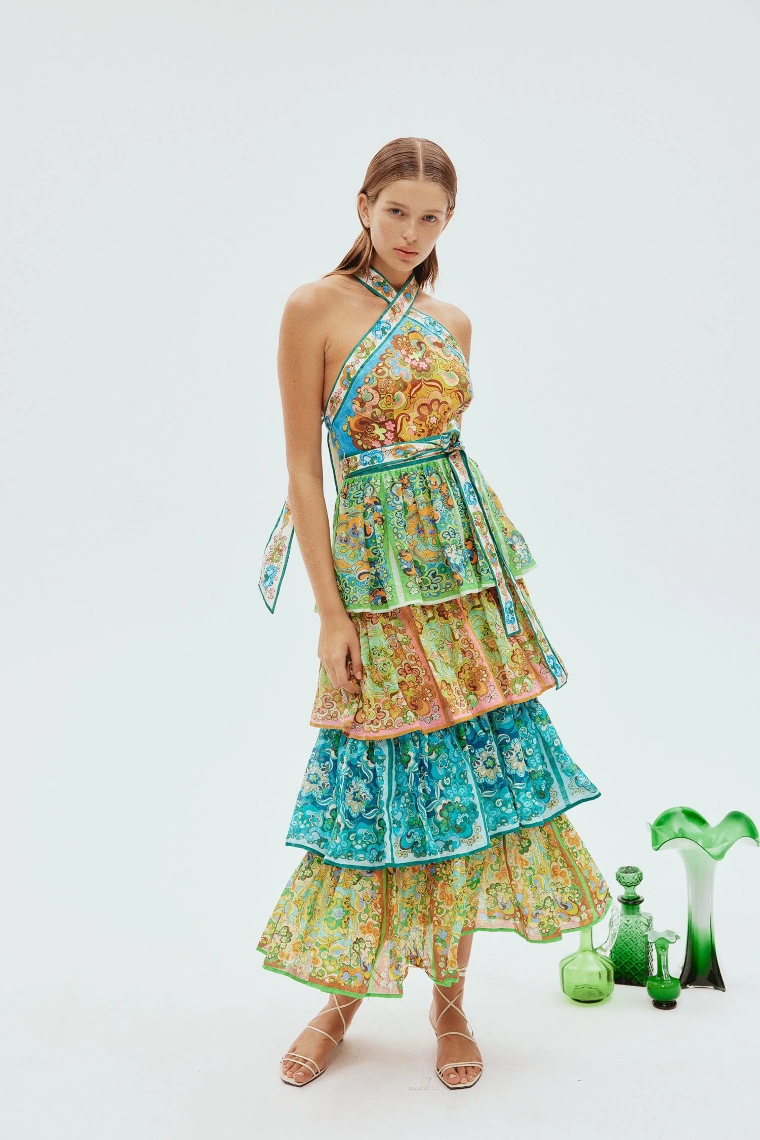 Dreamer Halter Tier Dress - Flowy Summer Maxi Dress for Women, Beach Wedding & Vacation Outfit
