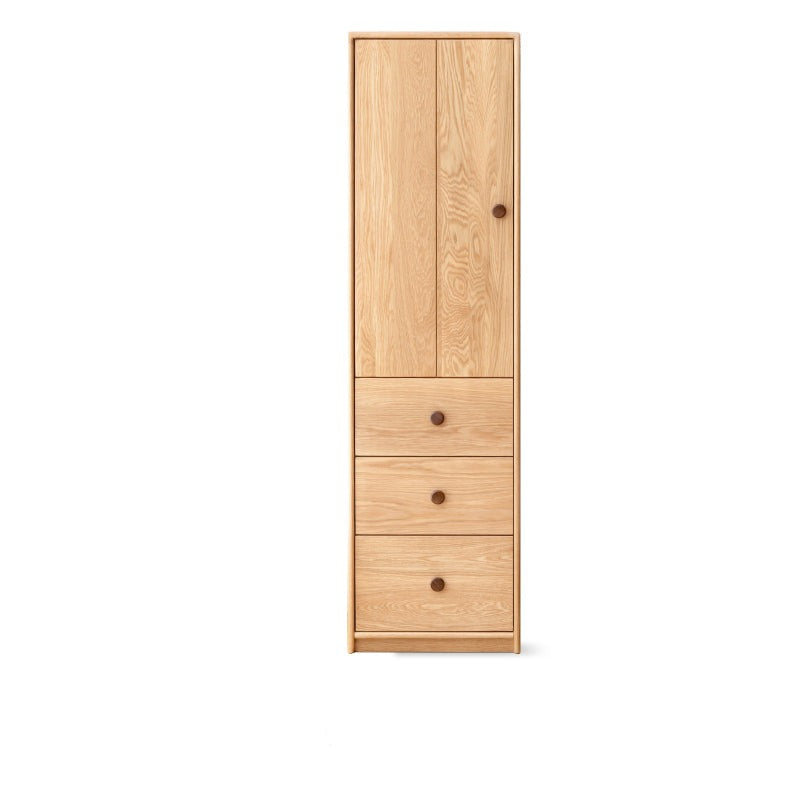 Premium Oak Solid Wood Kids Wardrobe - Multi-Functional Storage Organizer for Clothes, Toys & Books - Perfect for Bedroom, Nursery & Playroom Organization