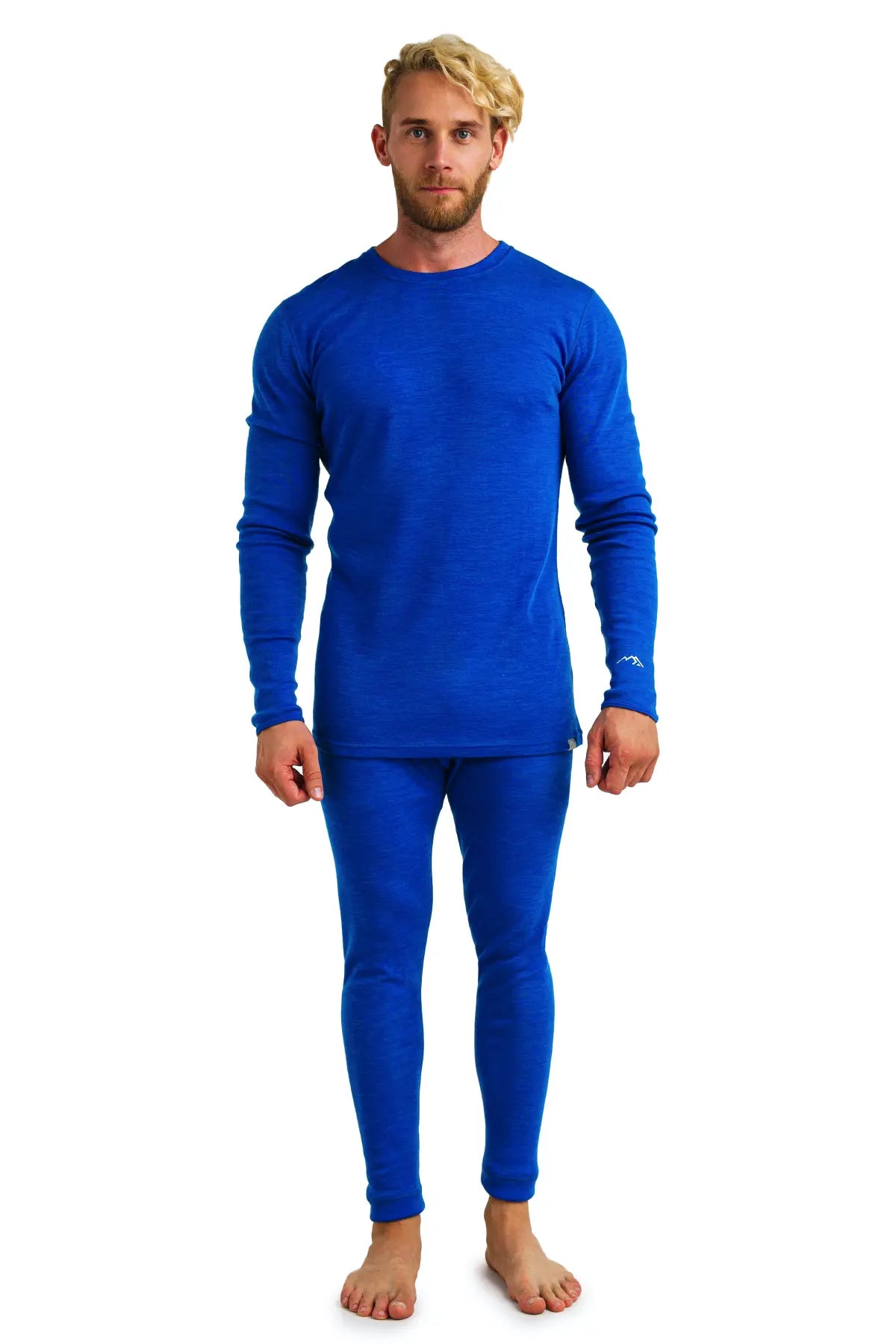 Men's 250 Merino Wool Thermal Underwear Set - Cobalt Blue | Warm Base Layer for Winter, Hiking & Outdoor Activities