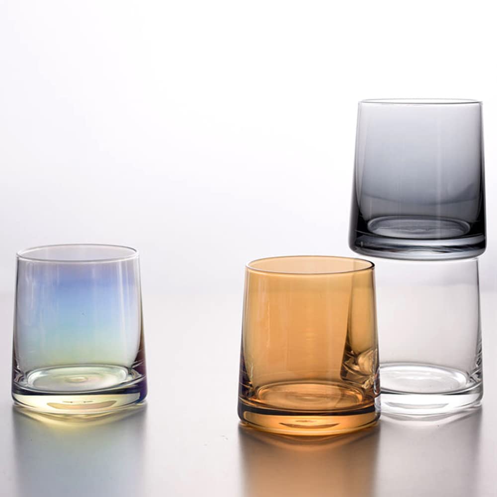 Premium 8.6 Oz Whiskey Rocks Glasses Set of 6 - Amber Tumbler Cups for Cocktails, Scotch, Bourbon, Iced Coffee & Tea - Ideal for Home Bars, Gifts for Men & Whiskey Lovers - Durable Drinking Glasses for Entertaining & Relaxation