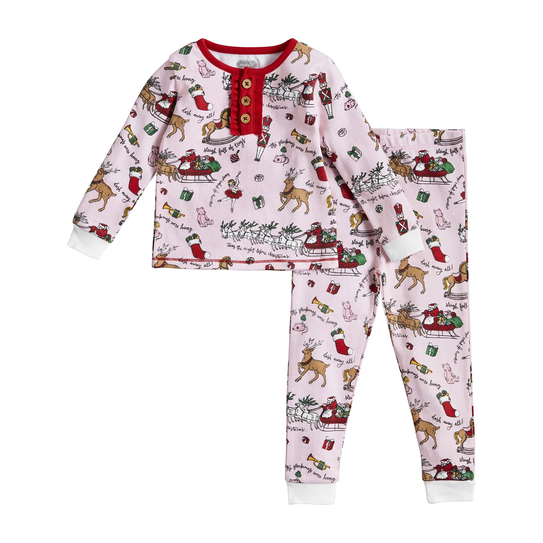 Christmas Pajamas for Girls - Mud Pie 'Night Before Christmas' Holiday Pajama Set | Cozy Family Christmas Eve & Winter Sleepwear