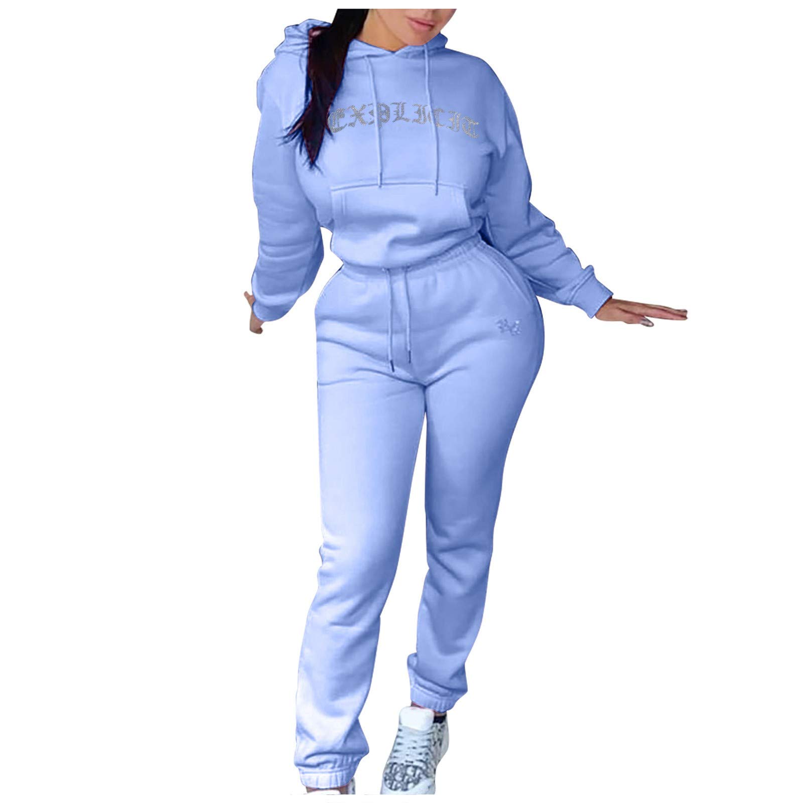 Women's Fleece Sports Suit - Long Sleeve Hoodie & Trousers Lounge Set - Soft Sweatsuit for Yoga, Running & Casual Wear