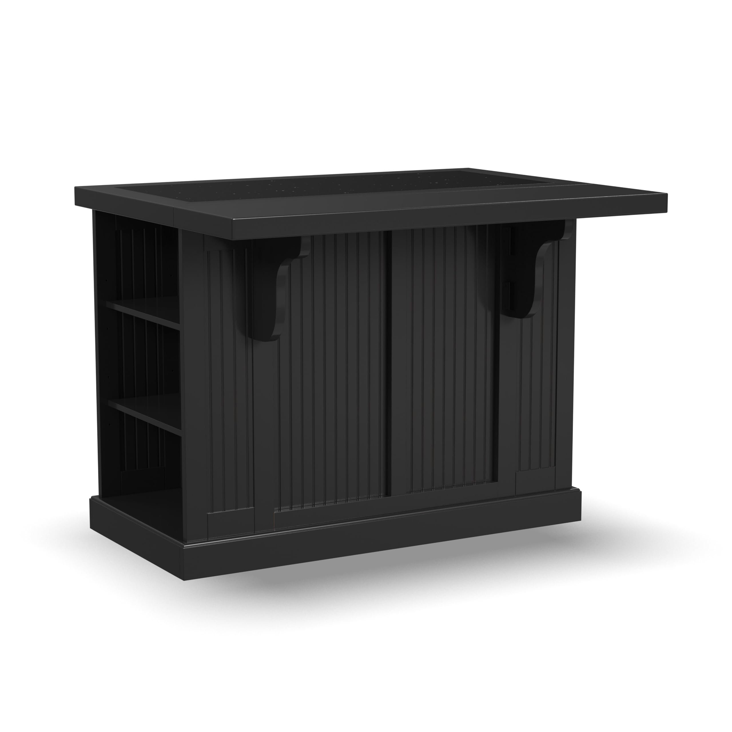 Homestyles Nantucket Kitchen Island in Black - Stylish Kitchen Cart with Storage for Small Spaces | Perfect for Meal Prep, Entertaining & Extra Counter Space