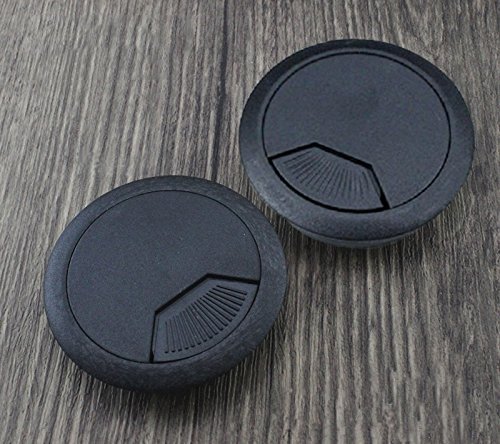 2 Inch Desk Hole Cord Grommet - Black Plastic Wire Organizer for Computer & Office Desks - Adjustable Cable Management Cover Plug Cap (5-Piece Set) - Perfect for Home Office, Gaming Setup & Workspace Organization