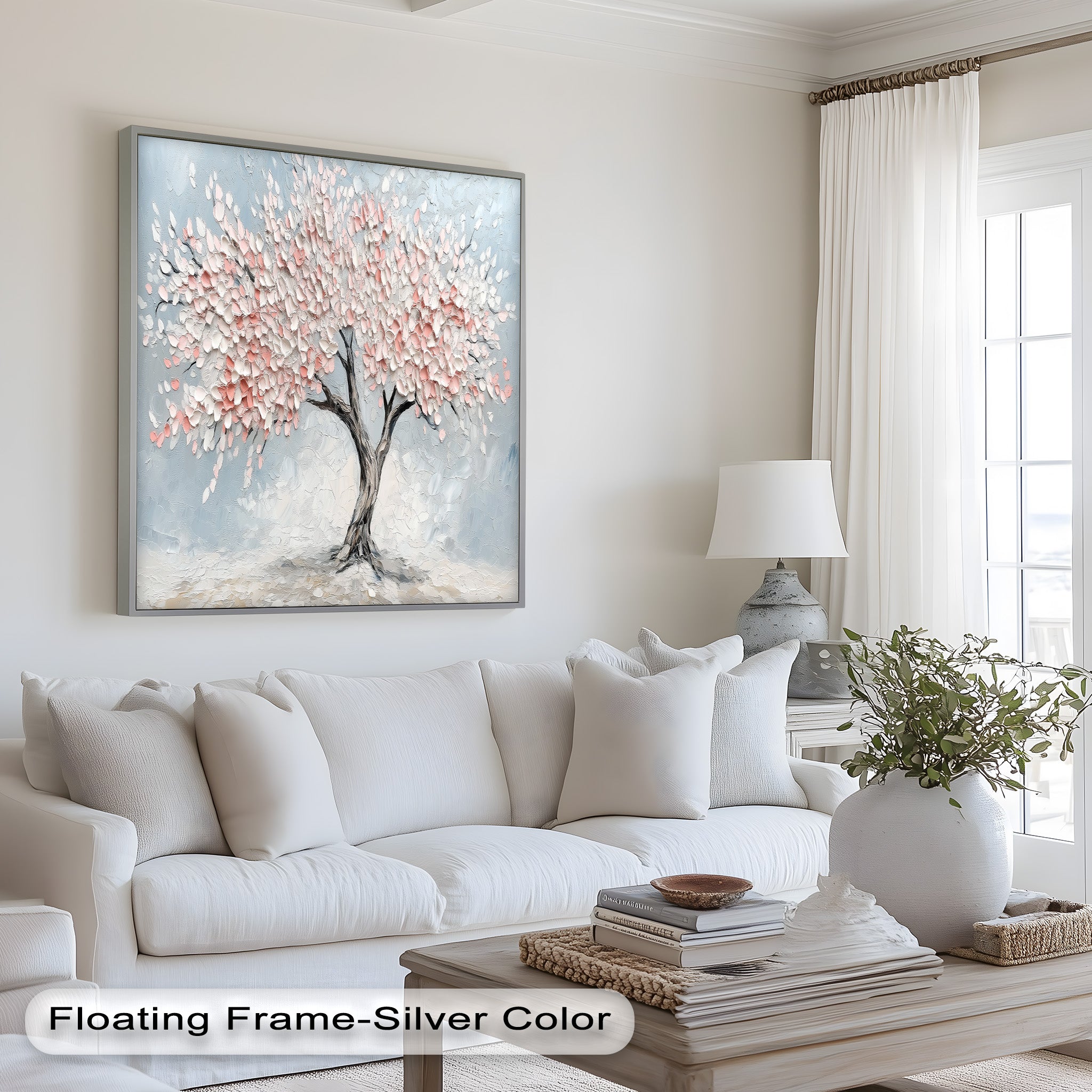 Blossoming Cherry Tree Floral Oil Painting - Handmade Canvas Art for Home Decor, Living Room, Bedroom & Office Wall