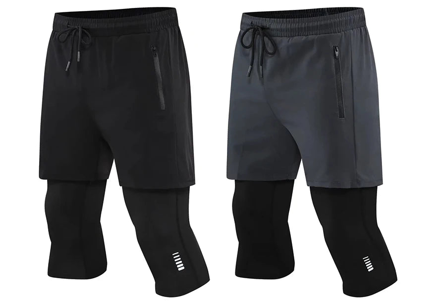 Men's 2-in-1 Running Pants with Pockets - Double Layer Gym Training Sweatpants for Jogging & Workouts | Moisture-Wicking Athletic Trousers for Men