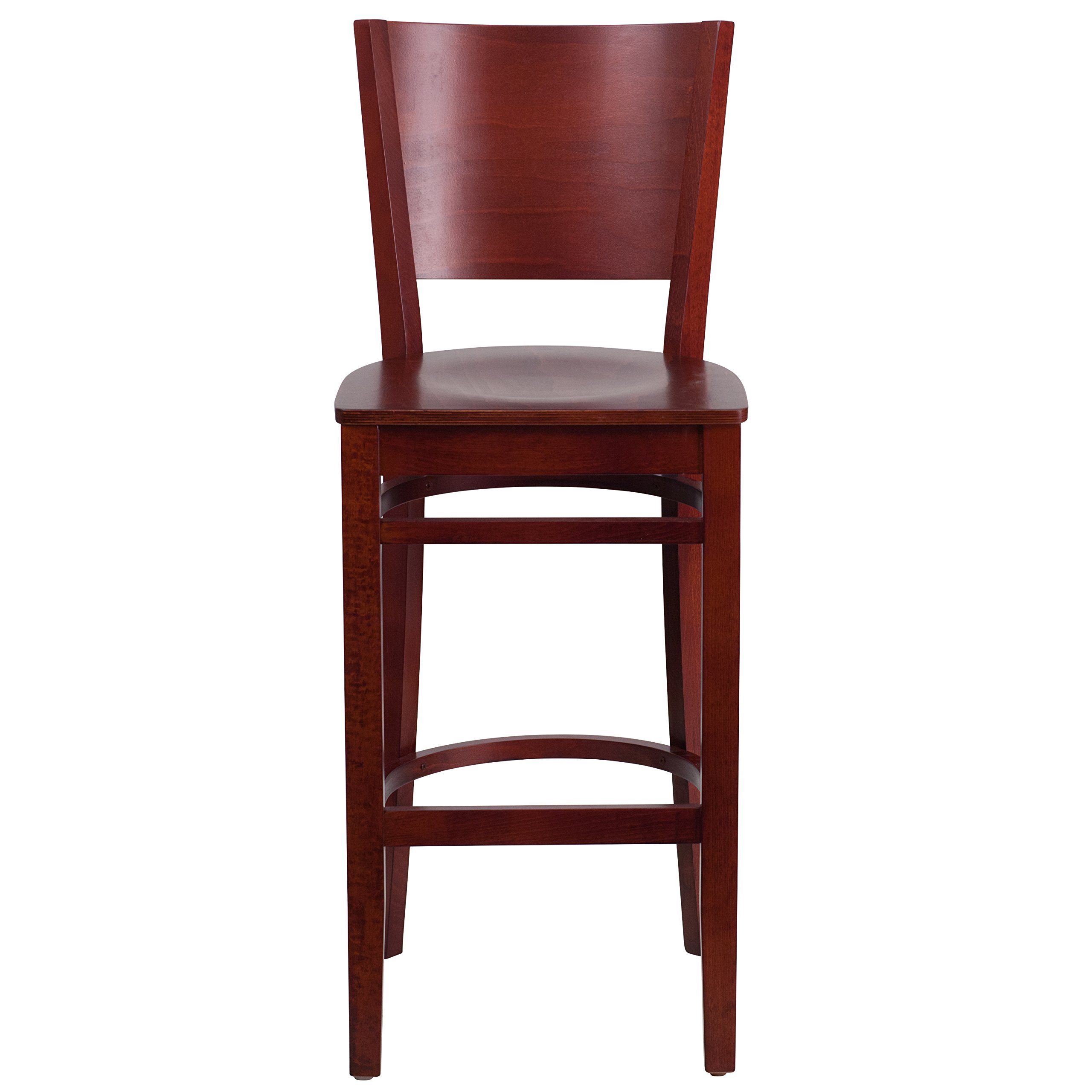 Flash Furniture Lacey Series Solid Back Mahogany Wood Bar Stool - 24
