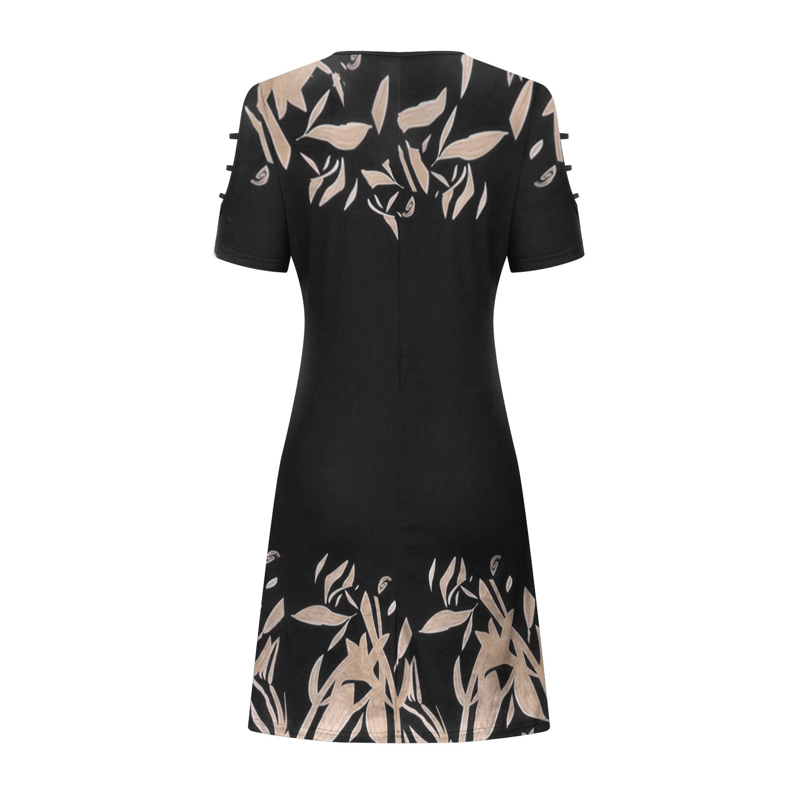 2023 Women's Floral Print Cold Shoulder Summer Dress - Casual A-Line Boho T-Shirt Midi Sundress for Spring & Summer | Perfect for Beach Vacations, Date Nights & Outdoor Parties