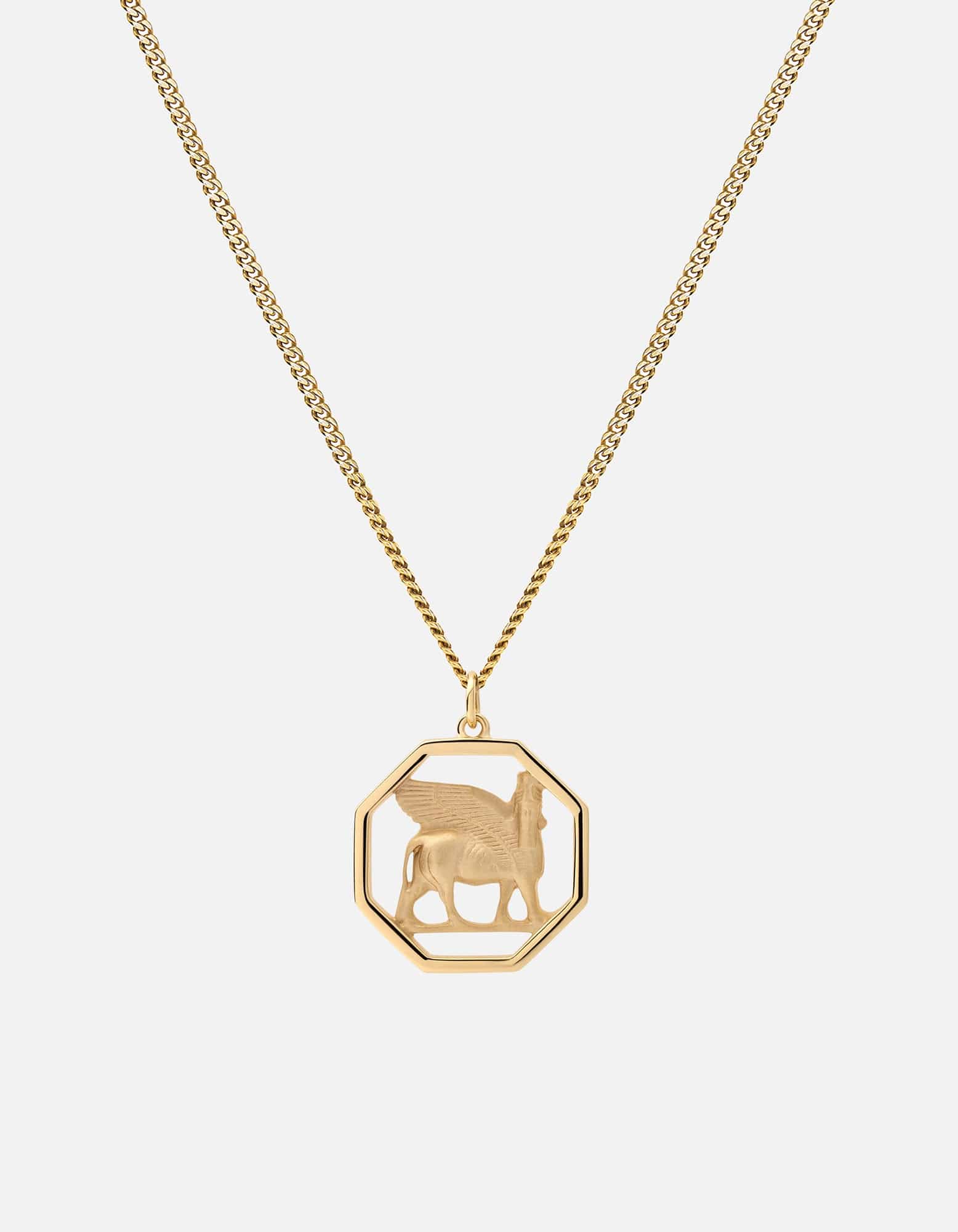 Lamassu Necklace - 14K Gold Vermeil Pendant for Women | Ancient Mesopotamian Jewelry for Gifts & Special Occasions