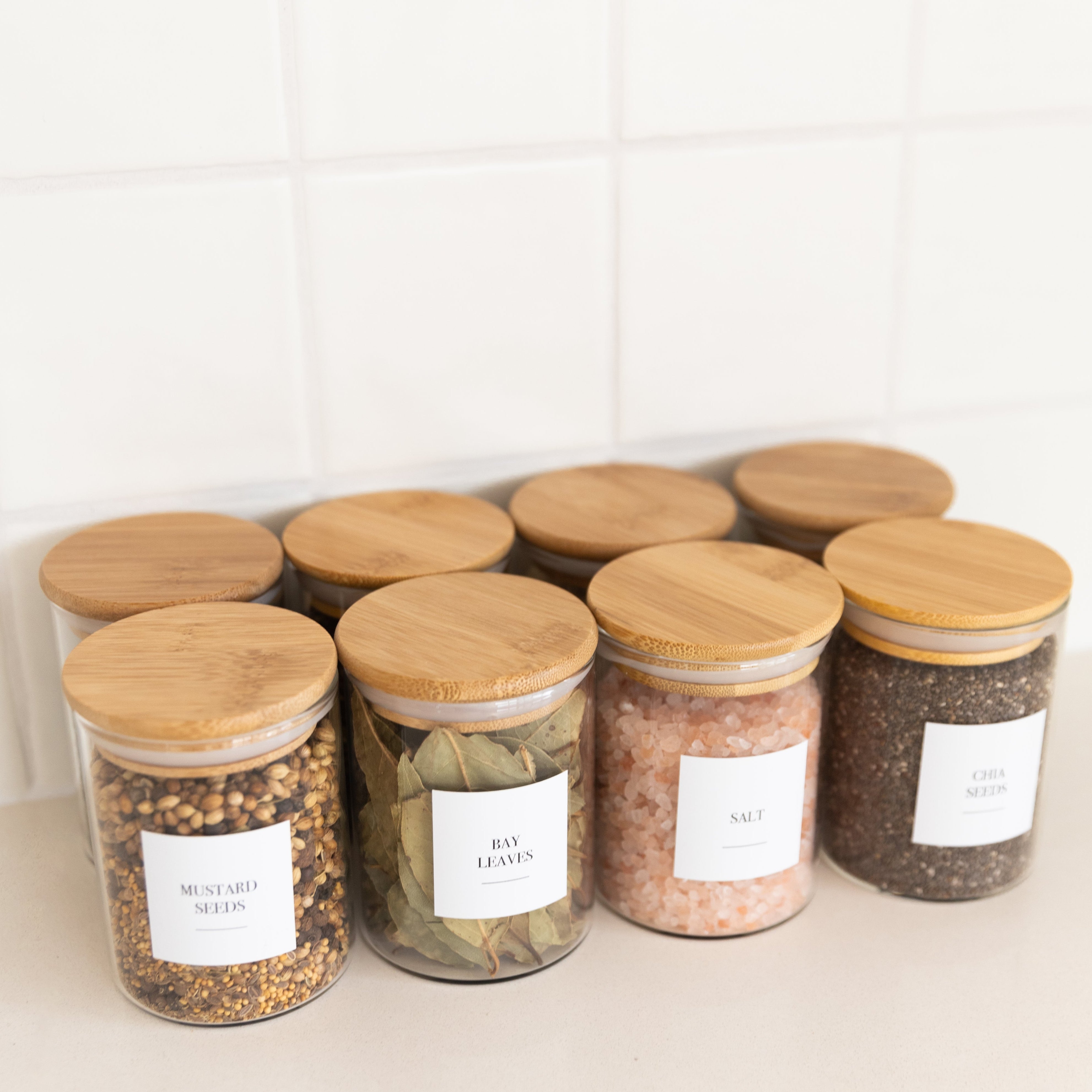 Clear 3-Tier Corner Spice Rack Organizer with 8x 200ml Glass Jars - Space-Saving Kitchen Storage for Countertop, Pantry & Cabinet Organization