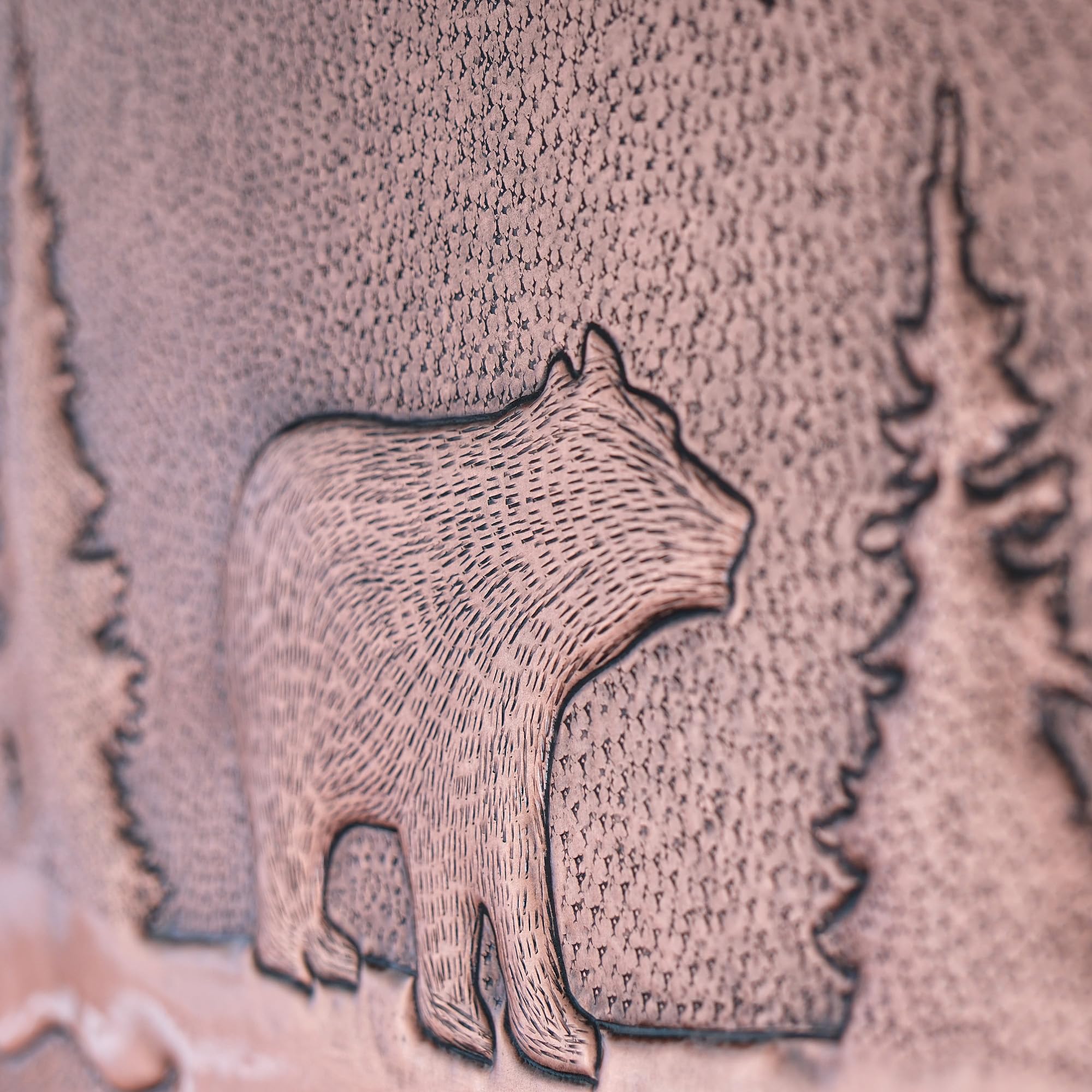 Handmade Custom Copper Backsplash Panel - Bear in the Forest Design for Kitchen & Bathroom Wall Decor | Indoor & Outdoor Use | Rustic Home Improvement & Unique Housewarming Gift