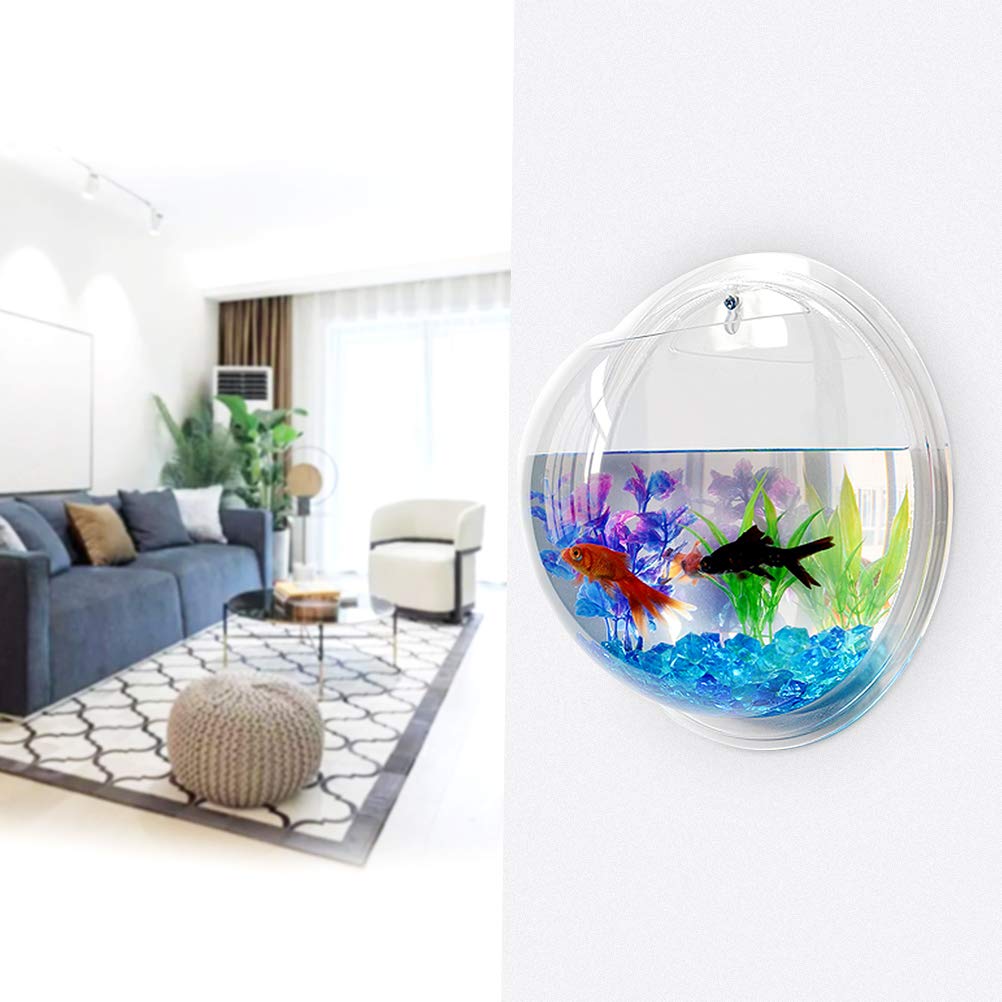 TOPINCN Acrylic Wall Hanging Fish Tank - Decorative Mini Aquarium for Betta Fish, Hydroponic Air Plants & Flowers | Perfect for Home, Office Decor & Zen Spaces