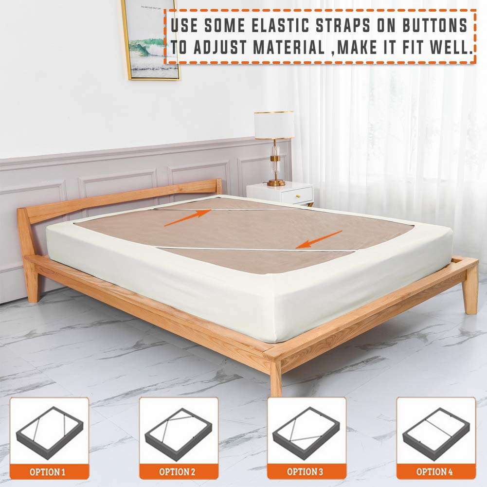Twin Six Premium Bed Box Spring Cover - Queen/Split Queen Size, Upgraded Bed Skirt & Mattress Protector Encasement in Ivory | Perfect for Bedroom Makeovers, Guest Rooms & Hotel Style Bedding