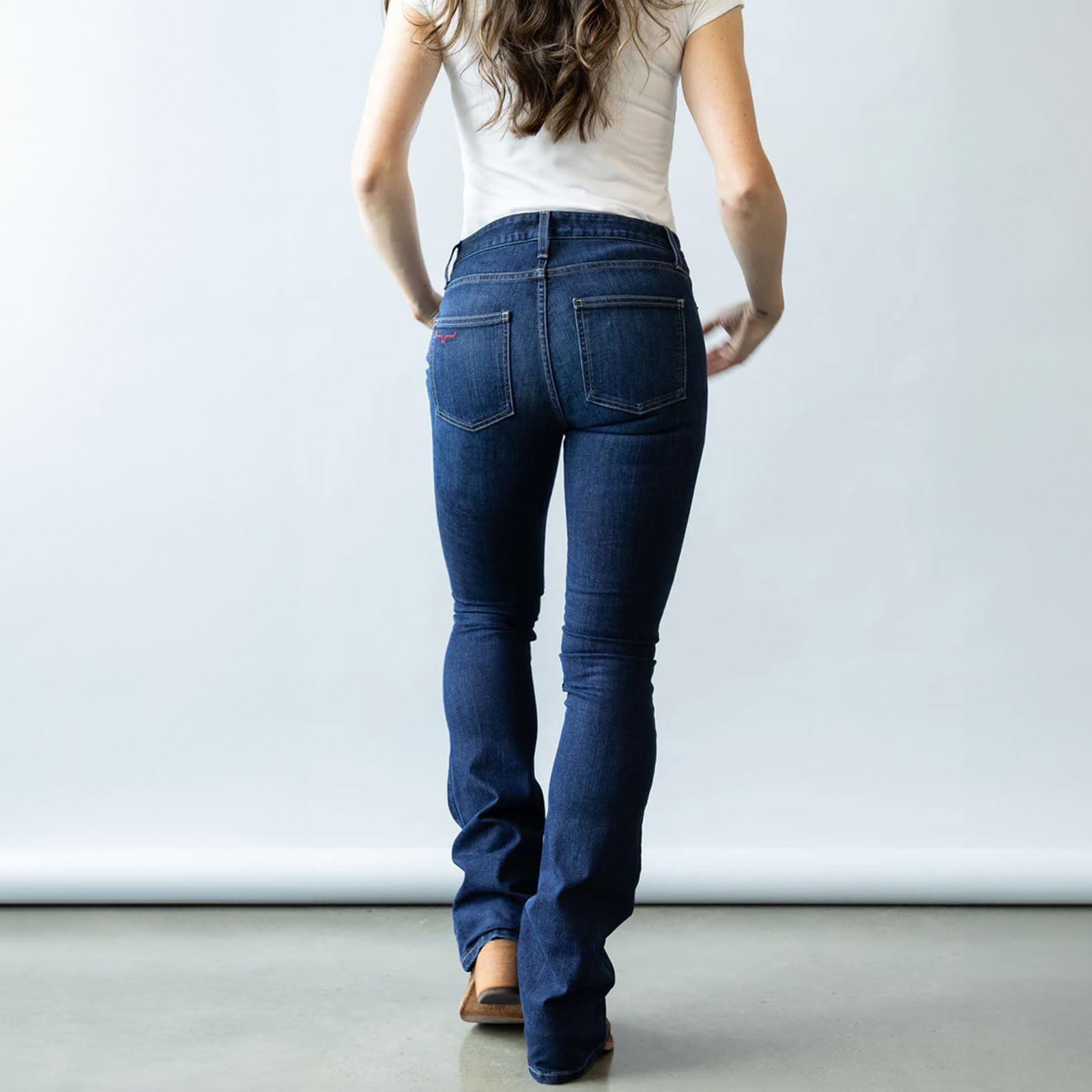 Kimes Ranch Women's Chloe Casual Western Mid-Rise Bootcut Jeans - Dark Wash Blue Tri-Blend Denim for Everyday Wear & Country Style Outfits