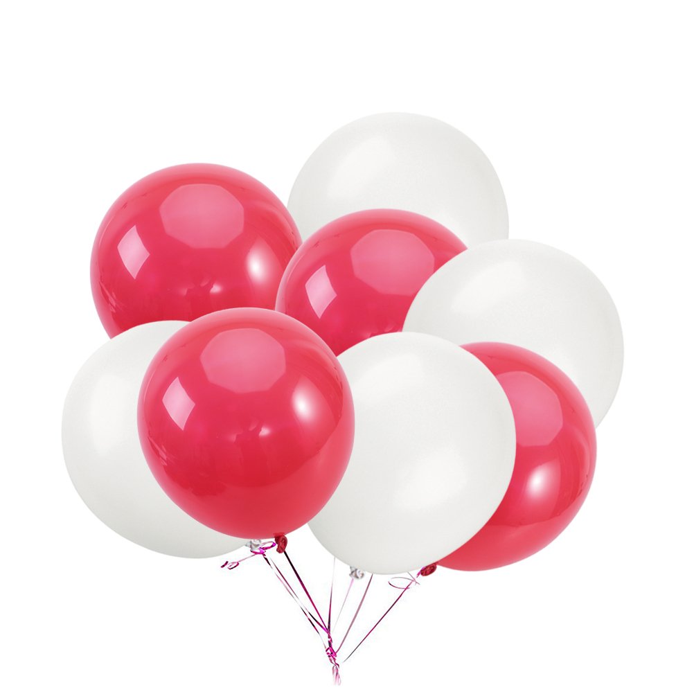 16 Inch Latex Balloons - 50 Pack Red & White Party Balloons for Baby Showers, Birthdays, Weddings | Perfect for Indoor & Outdoor Party Decorations