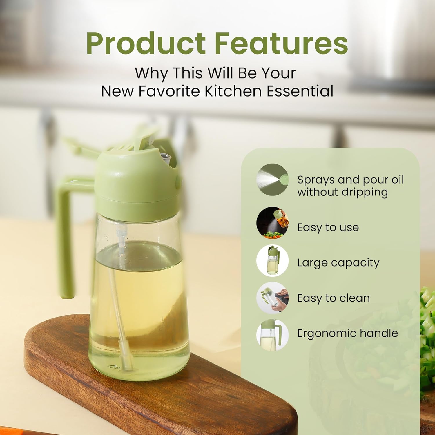 Premium MILEX Glass Olive Oil Dispenser with Pour Spout - Perfect for Kitchen, Salad Dressing & Gourmet Cooking