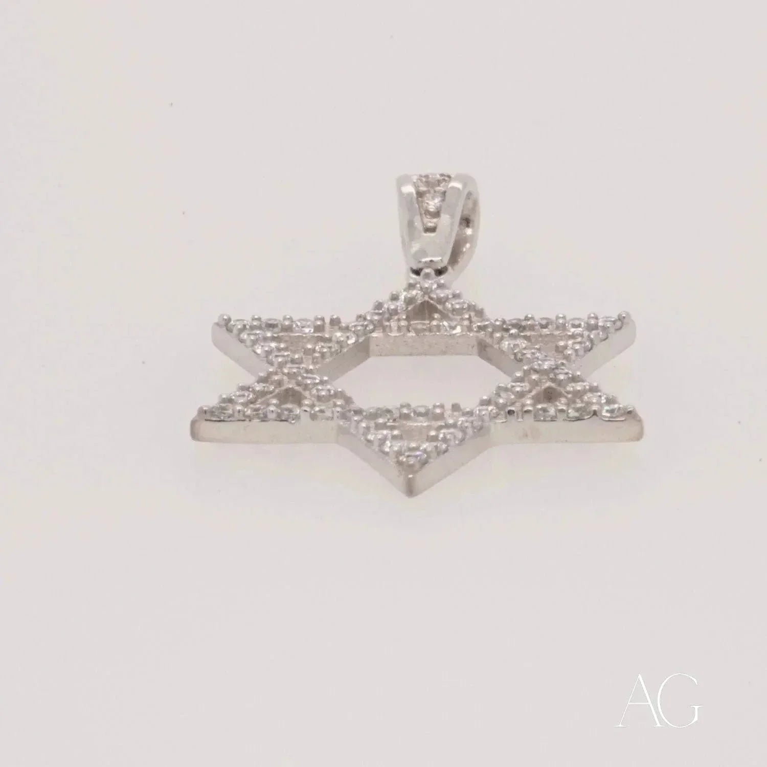 18K White Gold Star of David Pendant with Cubic Zirconia - Elegant Jewish Jewelry for Hanukkah, Bar Mitzvah & Special Occasions