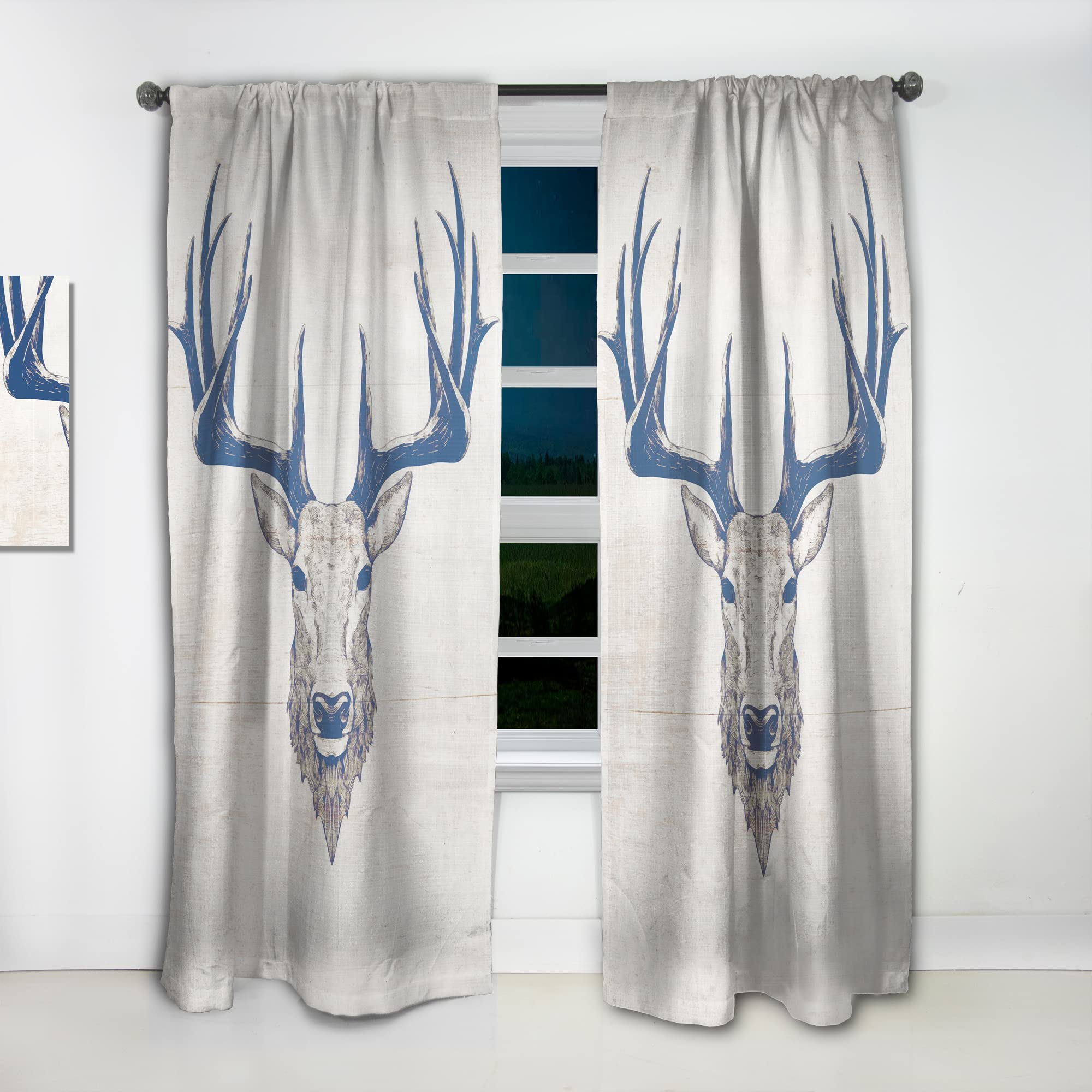 DesignQ Thermal Insulated Blackout Curtains - Deer Wild & Beautiful XI Pattern - 52x63 Inch Single Panel for Bedroom & Living Room - Energy Saving, Noise Reducing Window Drapes for Home Decor