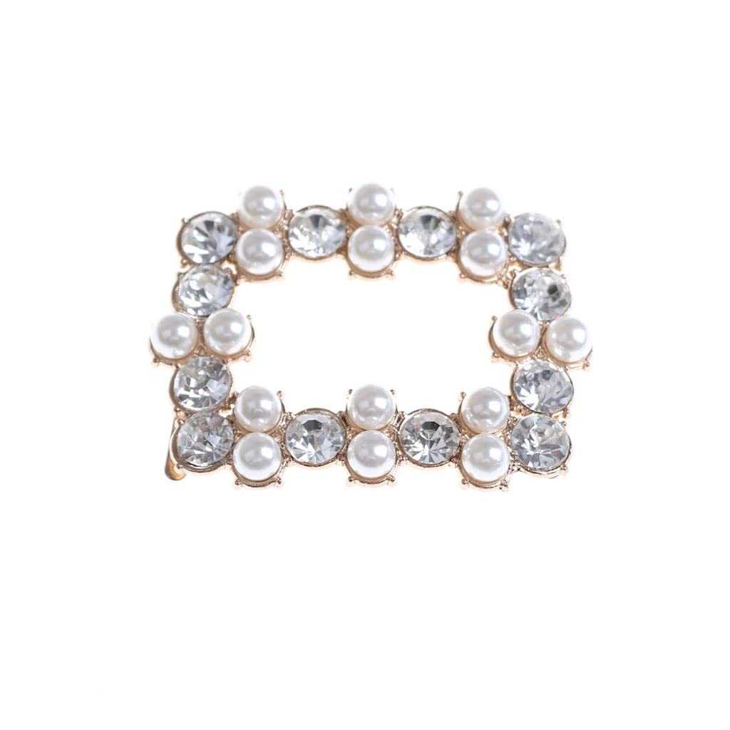 Crystal Rhinestone Shoe Clips for Bridal Shoes - Decorative Buckle with Faux Pearls (5x4cm) - Wedding, Prom, Party Accessories - Elegant Shoe Embellishments for Special Occasions