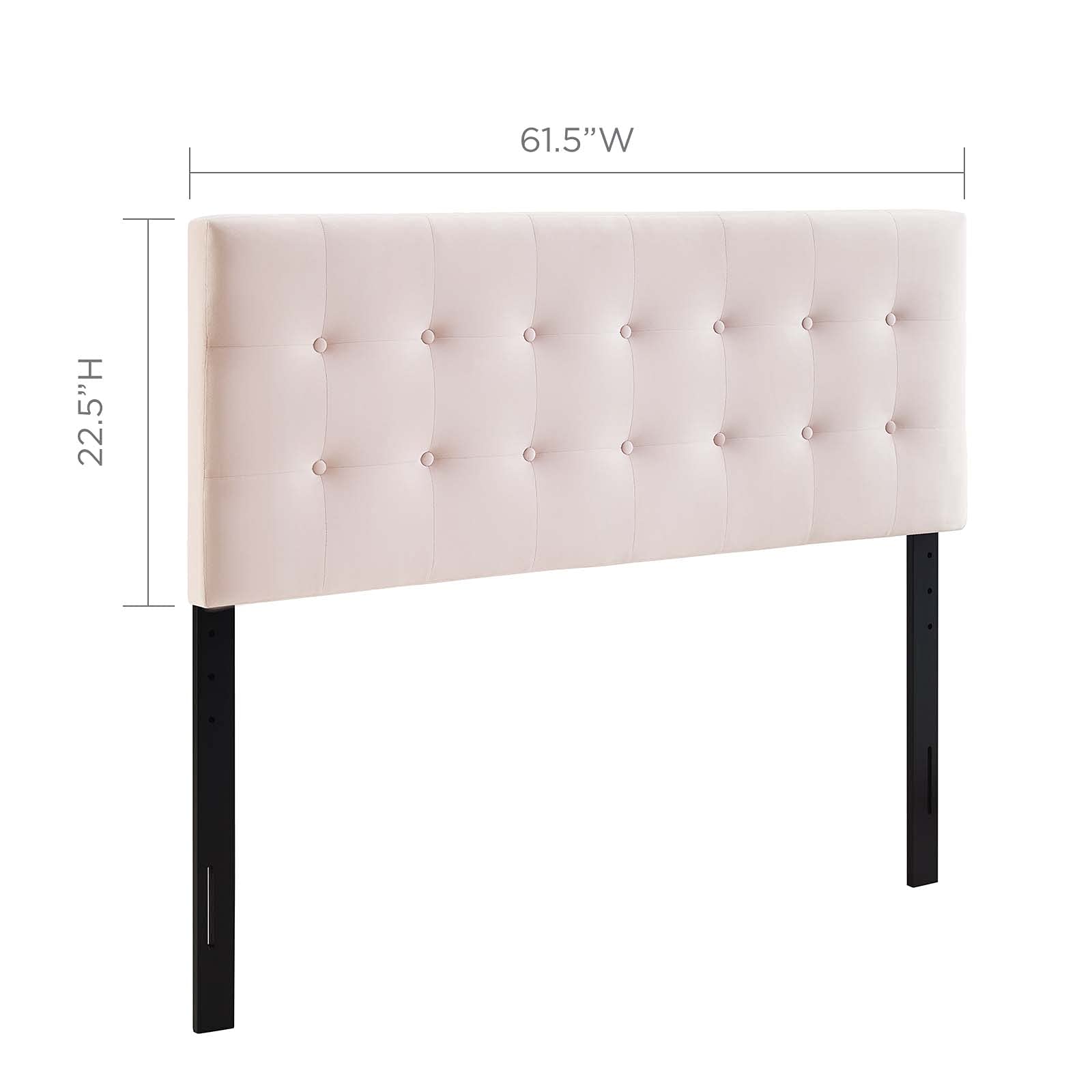 Modway Emily Queen Size Upholstered Headboard - Pink Velvet with Biscuit Tufting for Bedroom Decor | Luxurious Bed Frame Accent for Master & Guest Rooms
