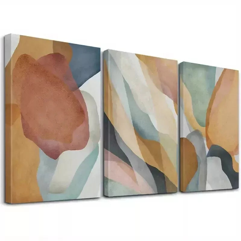 3-Piece Abstract Wall Art Set - Brown, Green & Blue Framed Canvas Prints 50x70cm - High Quality Australian Made Wall Decor - Perfect for Living Room, Bedroom & Office Decor