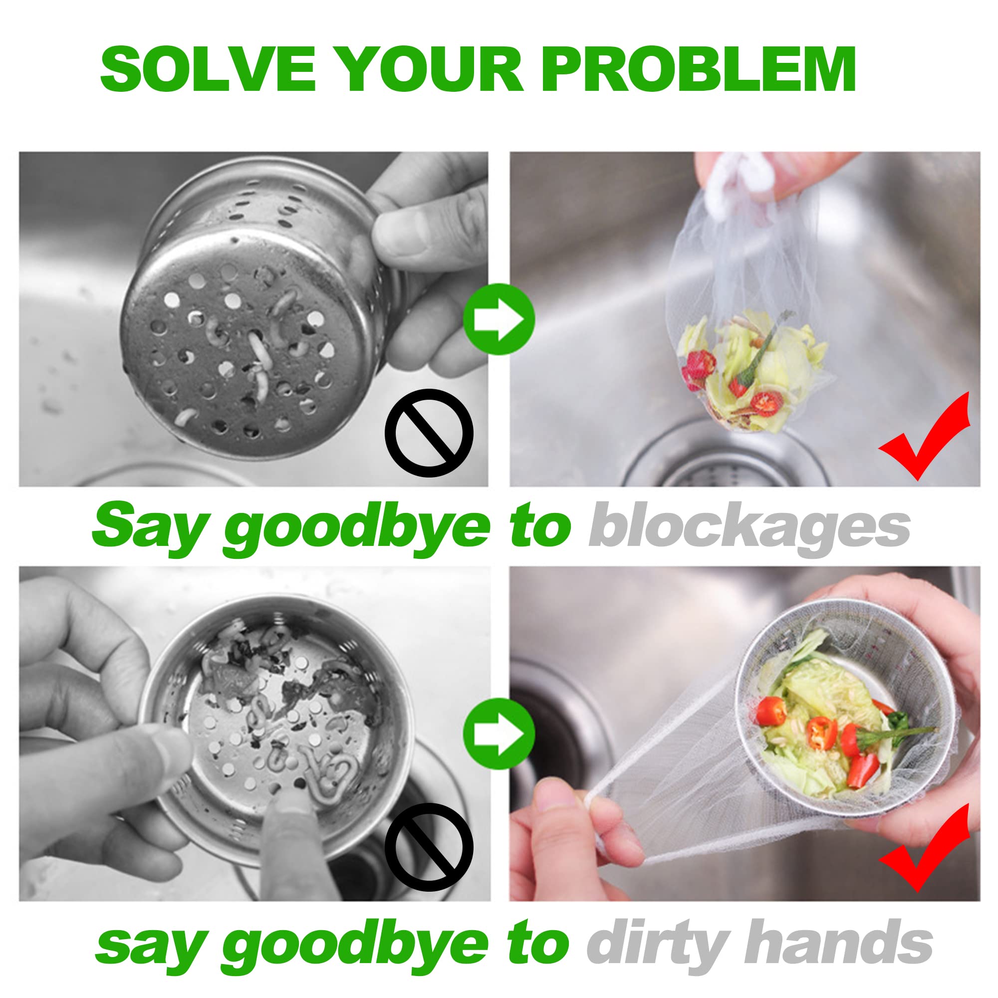 100-Pack Disposable Mesh Sink Strainer Bags - High Elasticity Kitchen Sink Filter for Food Waste & Leftovers | Perfect for Collecting Garbage, Preventing Clogs in Kitchen Sinks & Drains
