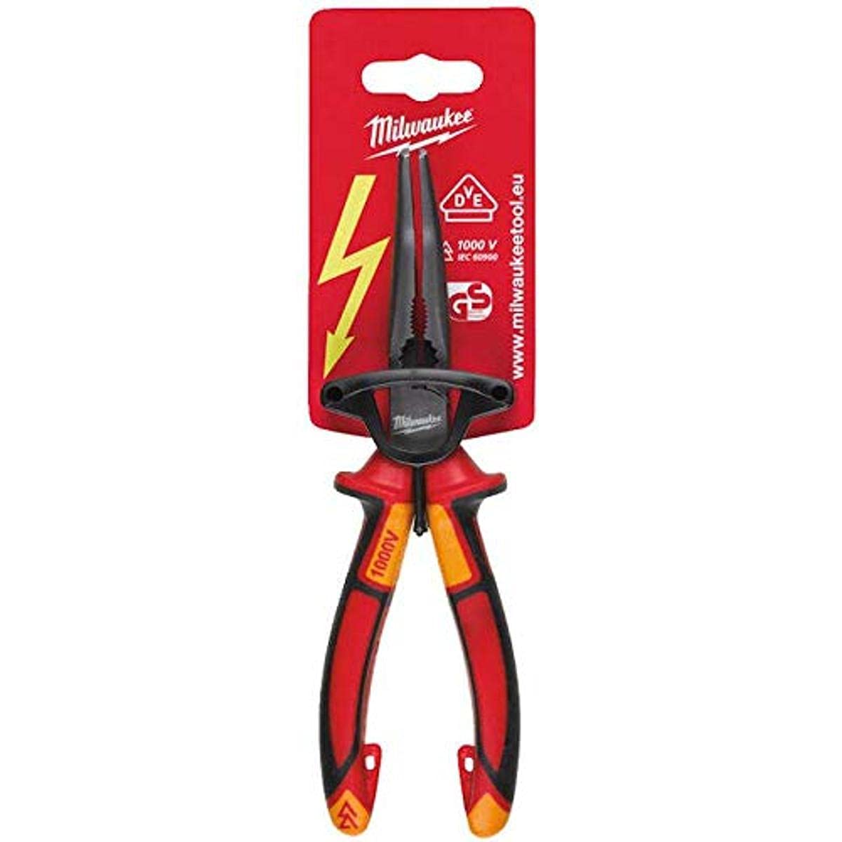 Milwaukee VDE Insulated 45 Degree Round Nose Pliers 8-Inch (205mm) - Professional Electrical Tool for Safe Wiring & DIY Projects