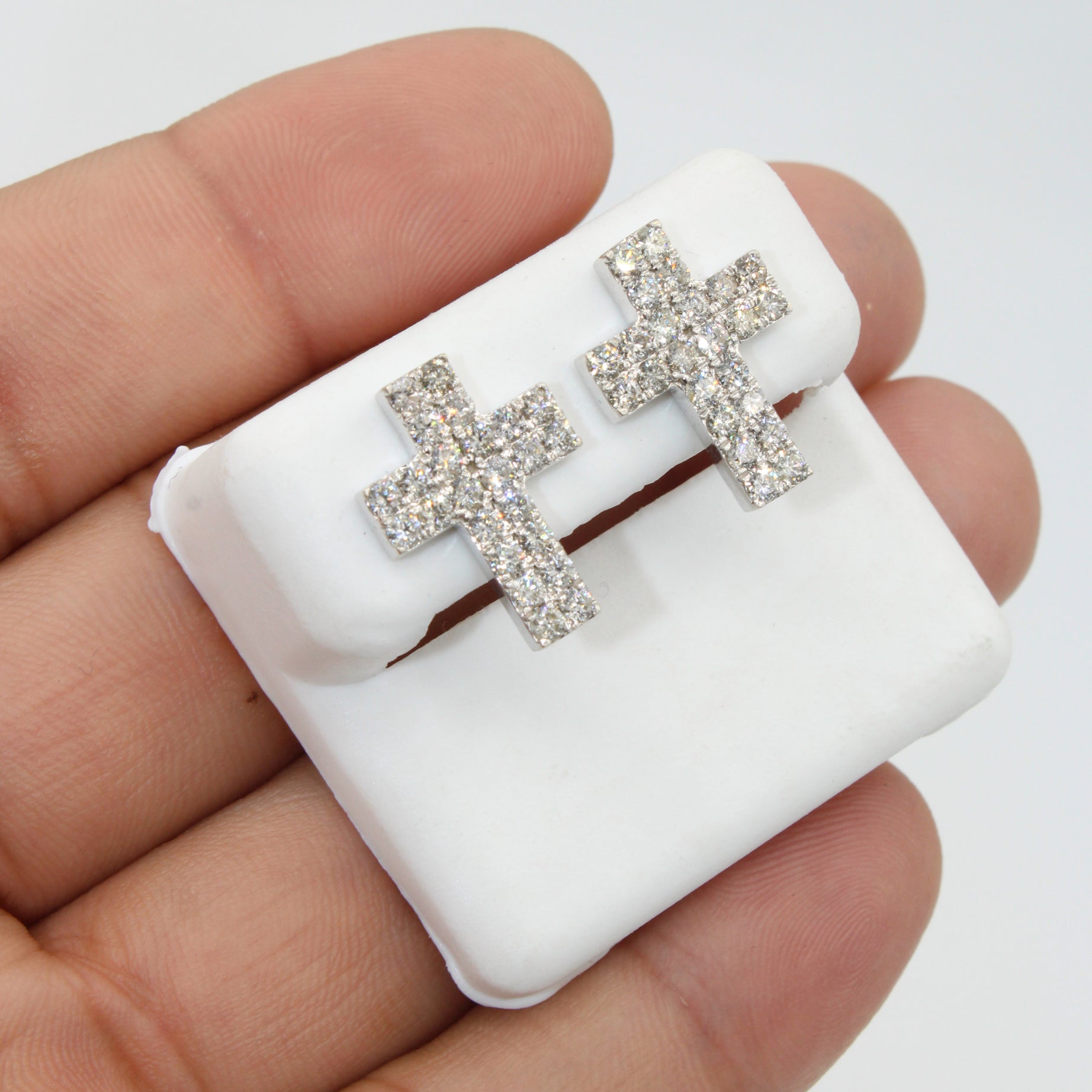 14K Gold 17MM Cross Diamond Stud Earrings for Women - Hypoallergenic Luxury Jewelry Gift for Christmas, Birthday & Anniversary