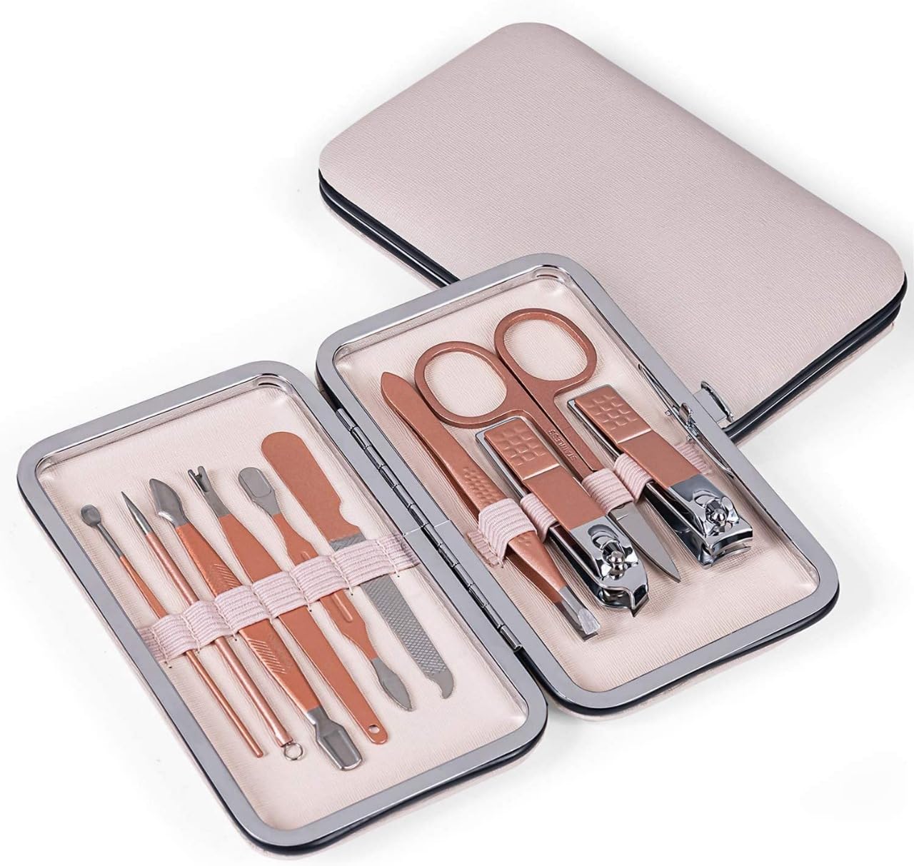 10-Piece Professional Manicure Kit for Women & Men - Nail Clippers, Acne Needle, Blackhead Remover Tools | Rose Gold Travel Grooming Set | Perfect Gift for Her & Him | Home, Travel & Salon Use