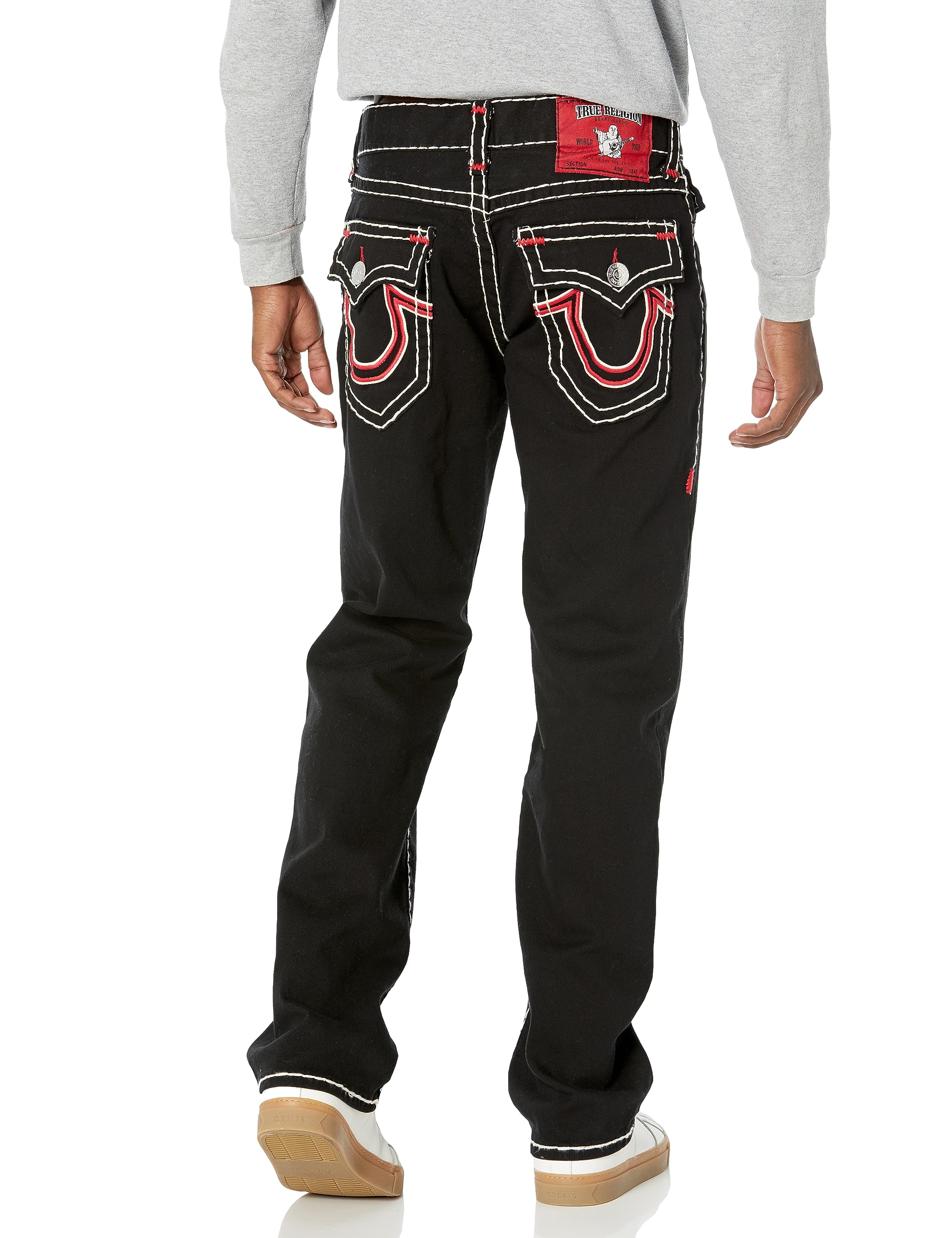True Religion Men's Ricky Double Raised Super T Flap Straight Jeans | Premium Denim Pants for Casual & Streetwear Style | Perfect for Everyday Wear, Night Out & Fashion Looks