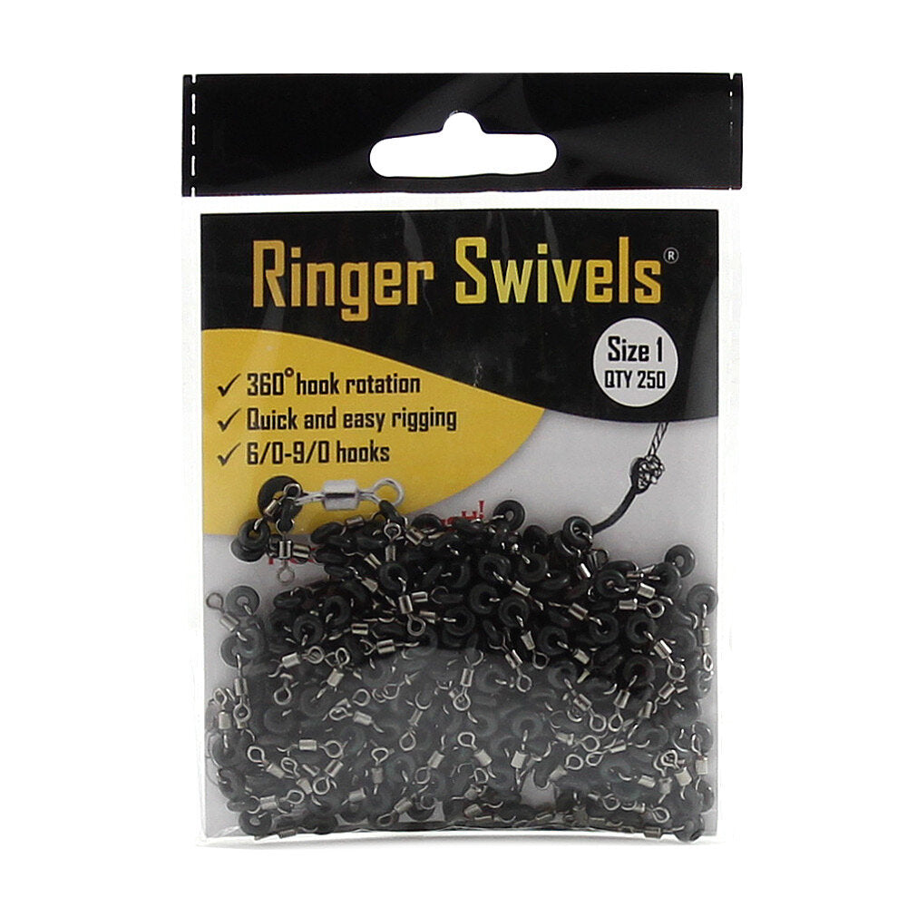 250Pk High-Quality Ringer Swivels for Fishing Tackle - Durable Stainless Steel Swivel Hooks for Saltwater & Freshwater Fishing Gear
