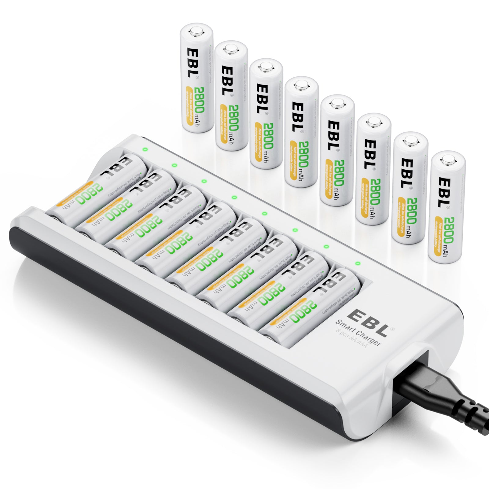 EBL AA AAA Rechargeable Batteries with Upgraded 808 Fast Charger - Perfect for Cameras, Toys, Flashlights & Electronic Devices