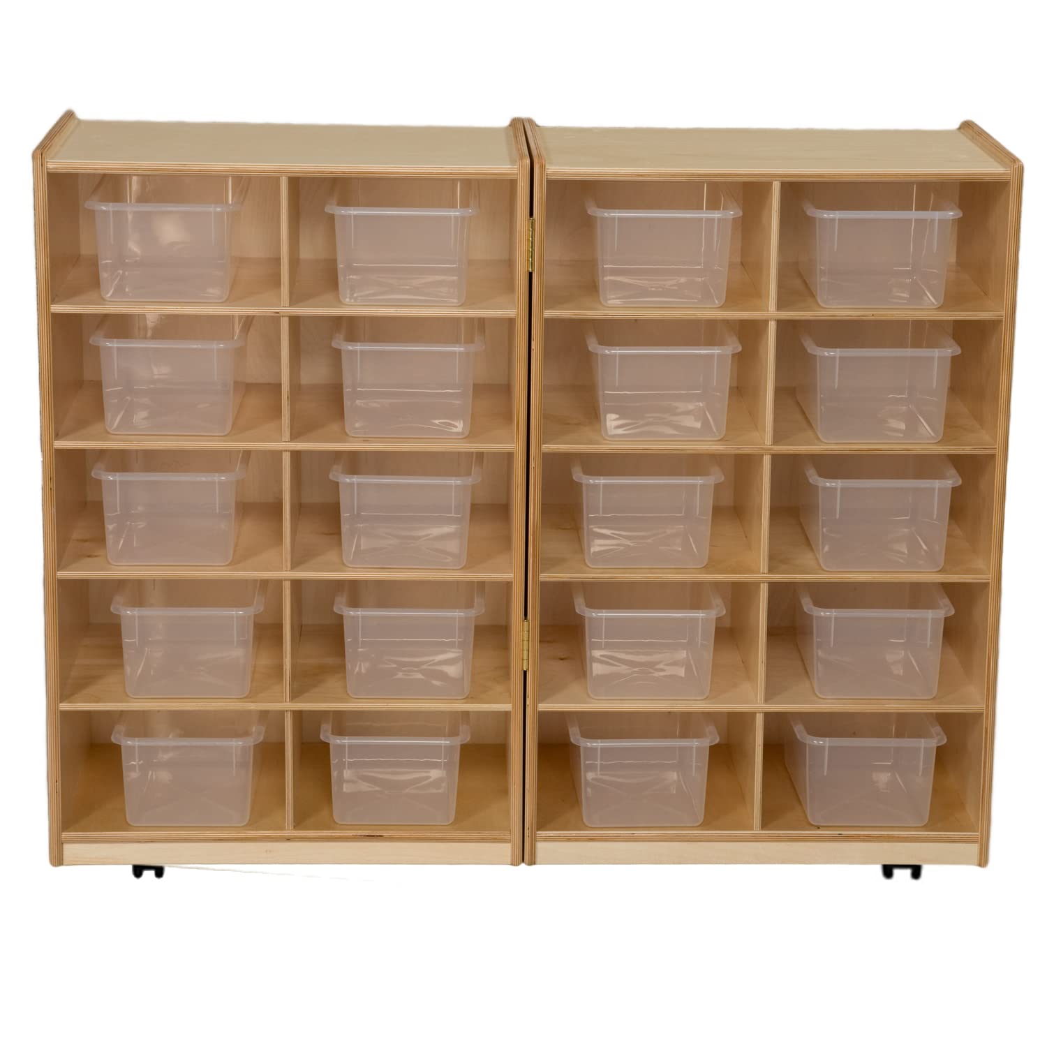 Wood Designs 16201 Folding Vertical Storage Organizer with 20 Translucent Trays - Space-Saving Solution for Craft Rooms, Offices & Closets
