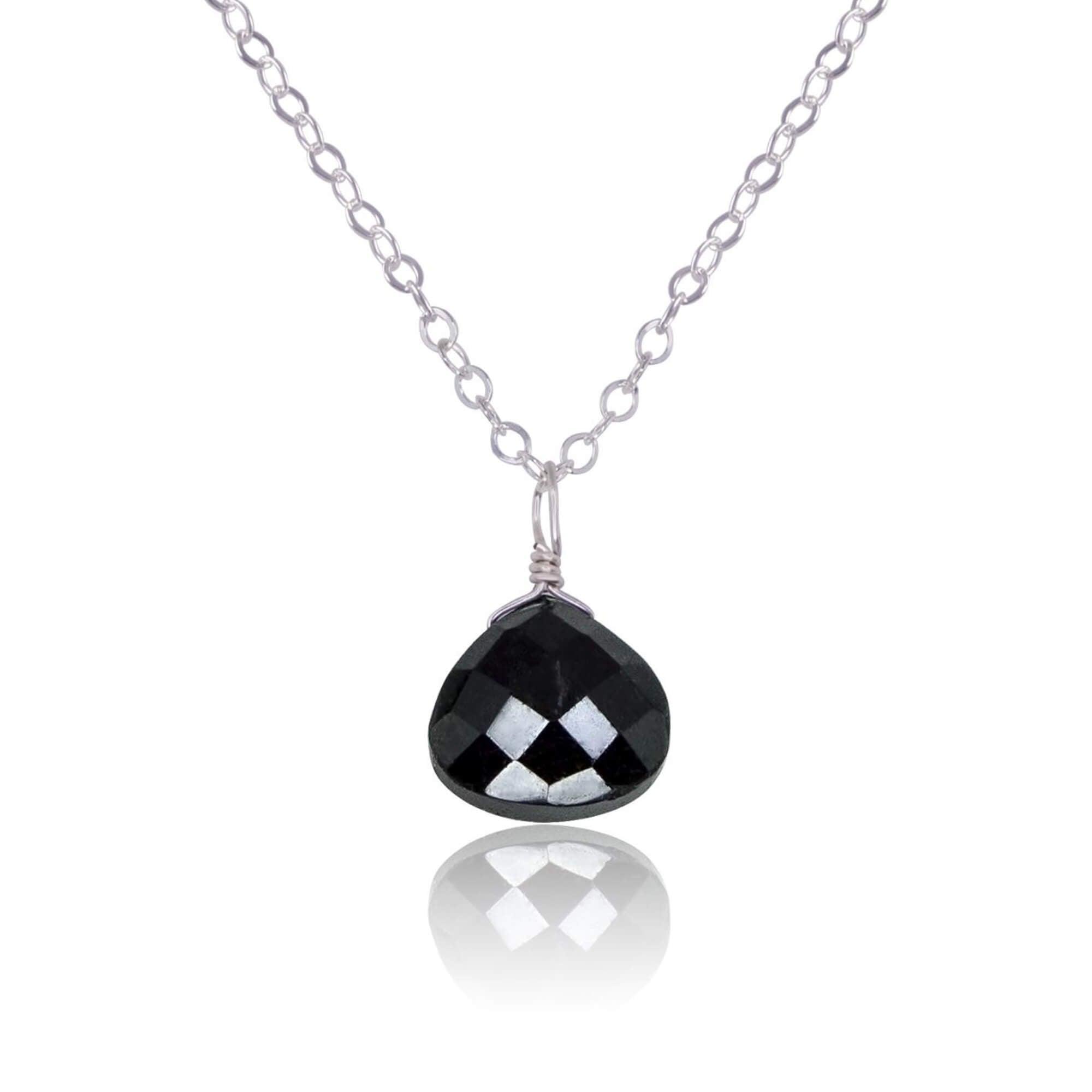 Elegant Black Onyx Teardrop Crystal Pendant Necklace for Women - Perfect for Everyday Wear, Gift Giving & Special Occasions