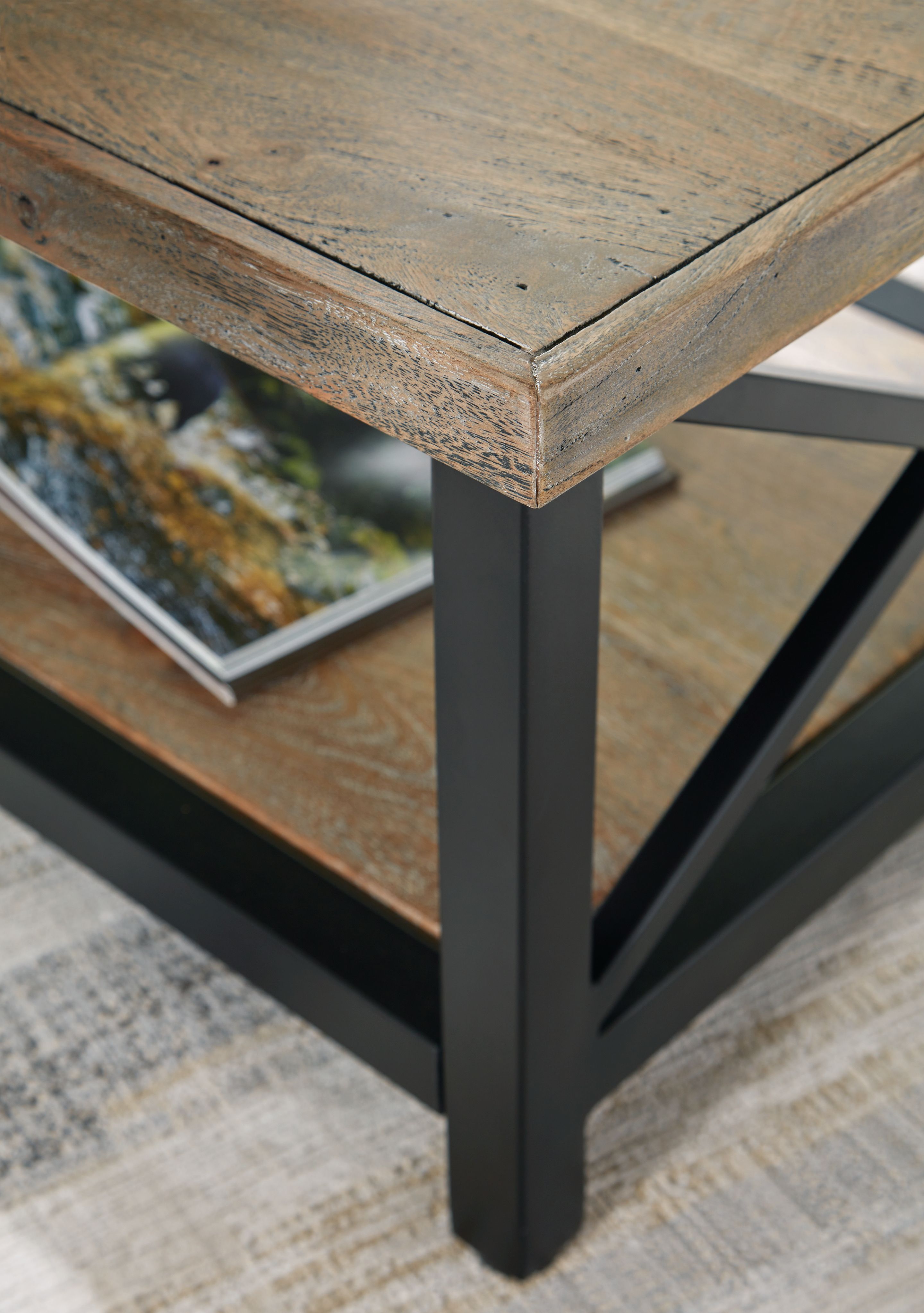 Bristenfort Rectangular Cocktail Table - Brown & Black Coffee Table for Living Room | Modern Side Table for Small Spaces | Perfect for Lounge, Patio & Apartment Decor
