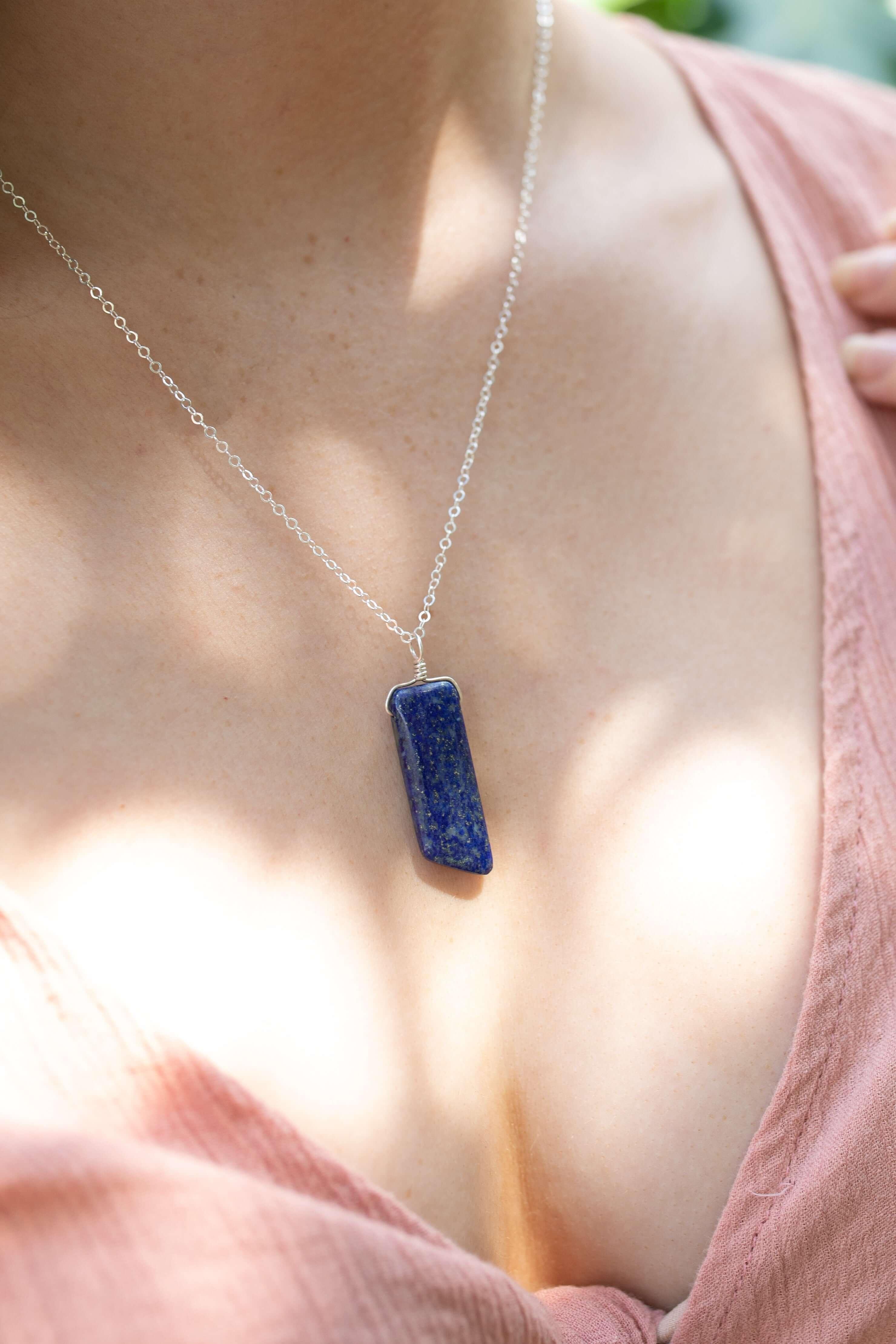 Natural Blue Lapis Lazuli Crystal Point Necklace - Healing Stone Jewelry for Meditation, Chakra Balancing & Spiritual Gifts