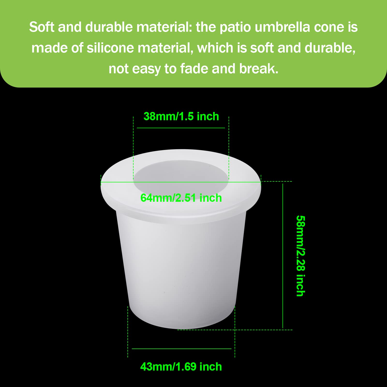 Outus Patio Table Umbrella Hole Ring - 2 Pack Transparent Umbrella Cone Wedge Plug & Stabilizer Sleeve for 2-2.5 Inch Table Holes & 1.5 Inch Poles | Perfect for Outdoor Dining, Poolside Lounging & Garden Furniture Stability