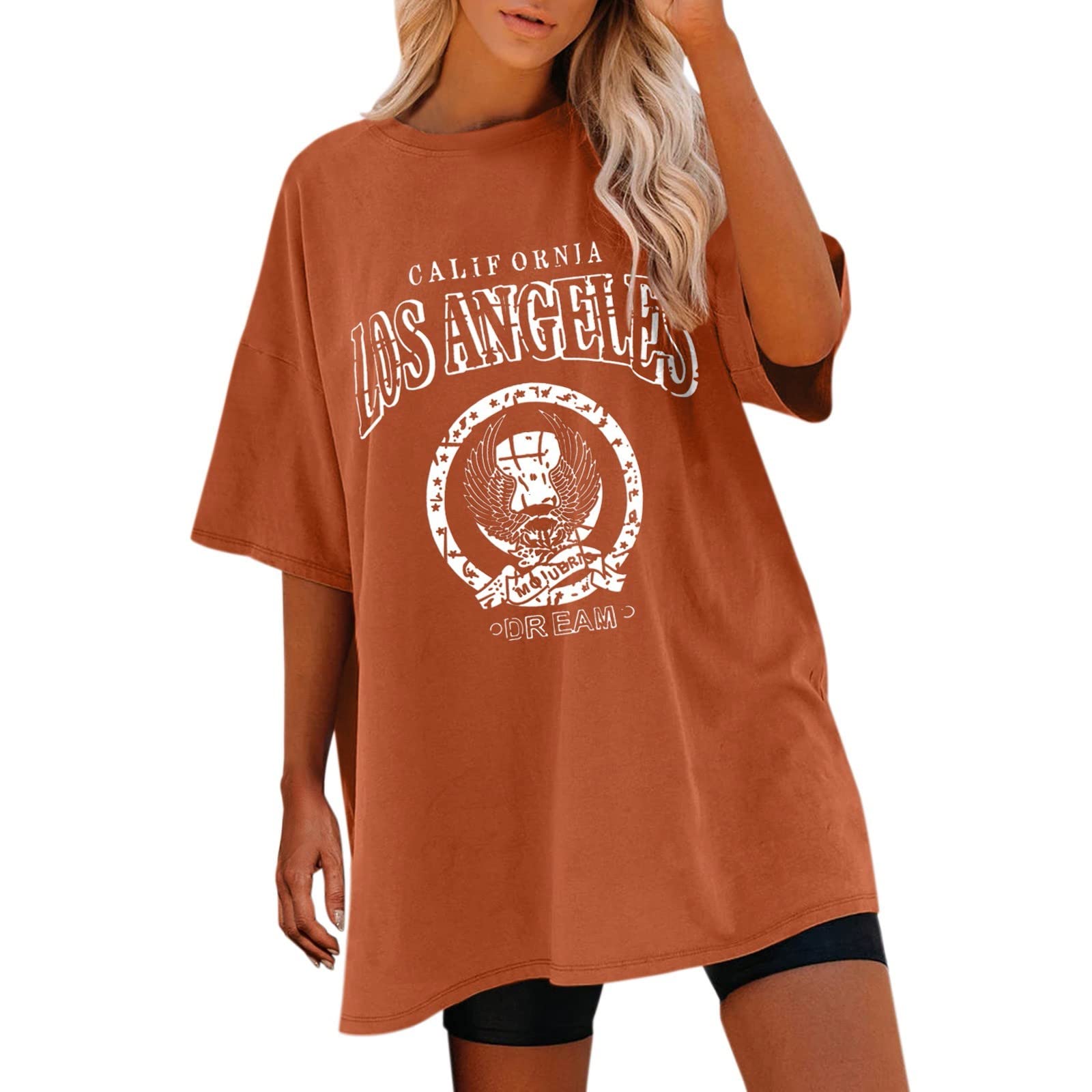 Funny Graphic Tees for Women - Oversized Short Sleeve T-Shirt with Sun & Moon Design | Casual Wear, Street Style, Festival Outfit
