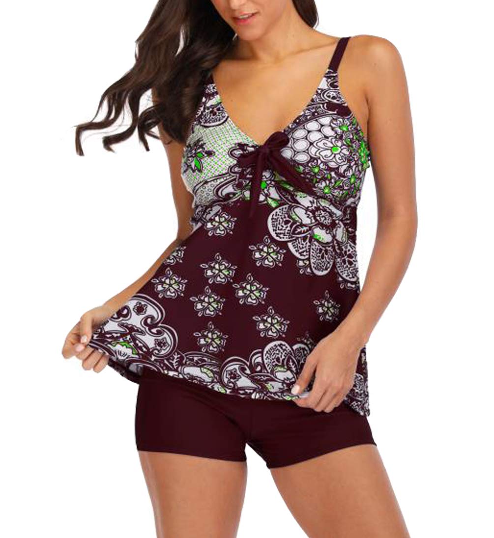 Eternatastic Women's Two Piece Tankini Swimsuits - Tummy Control Tank Top & Boyshorts Bathing Suits for Swimming, Beach & Summer Vacations