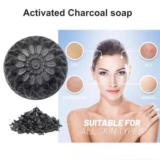 BADAHAIR® Activated Charcoal Soap for Women - Skin Whitening, Acne Treatment, Blackhead Removal & Anti-Wrinkle Face Wash | Pimple Care Cleansing Bar (Pack of 4) | Perfect for Daily Skincare Routine & Sensitive Skin